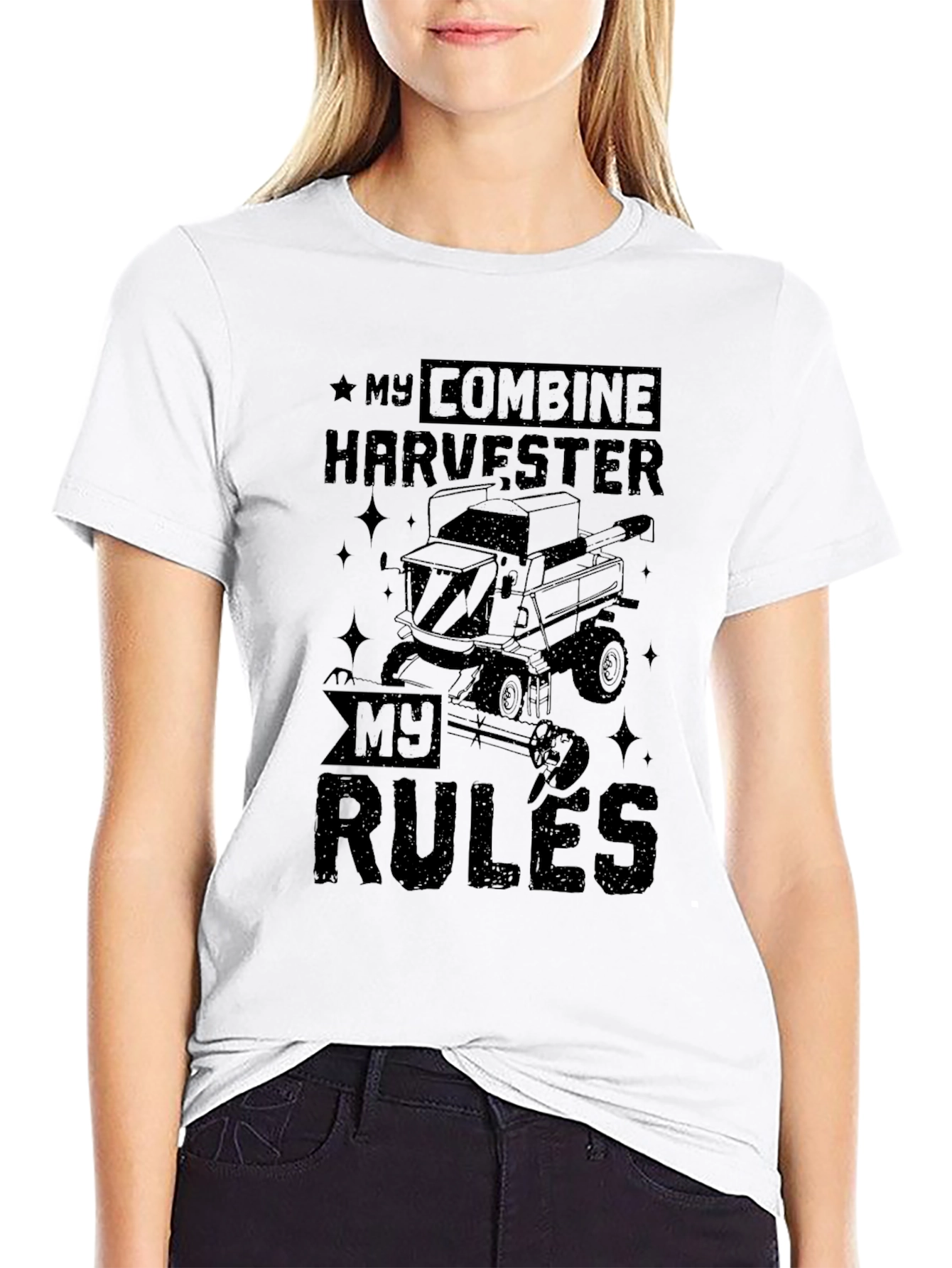 Black My Combine Harvester My Rules Black Tee view 9