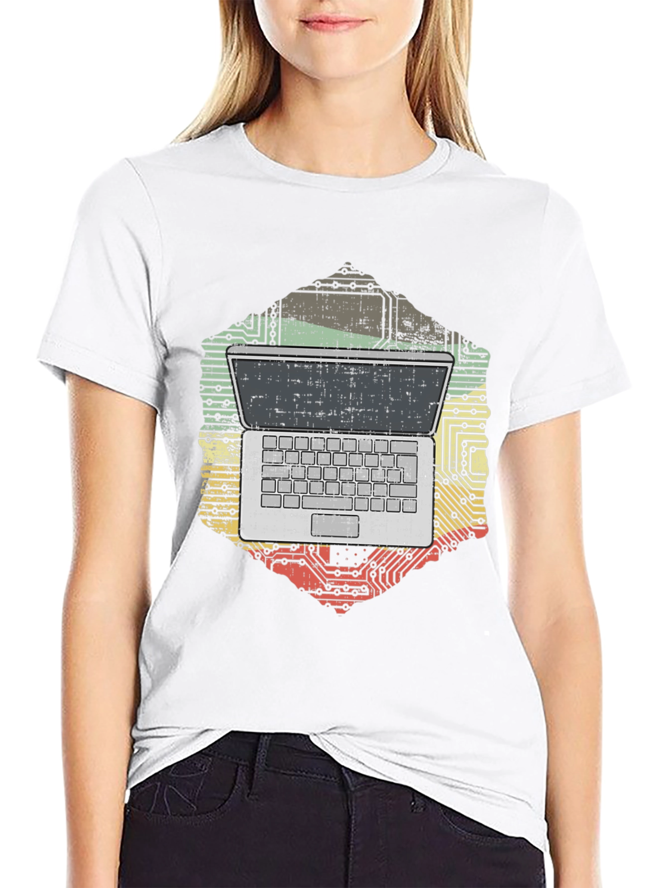 Black Laptop Circuit Board Graphic Tee view 9