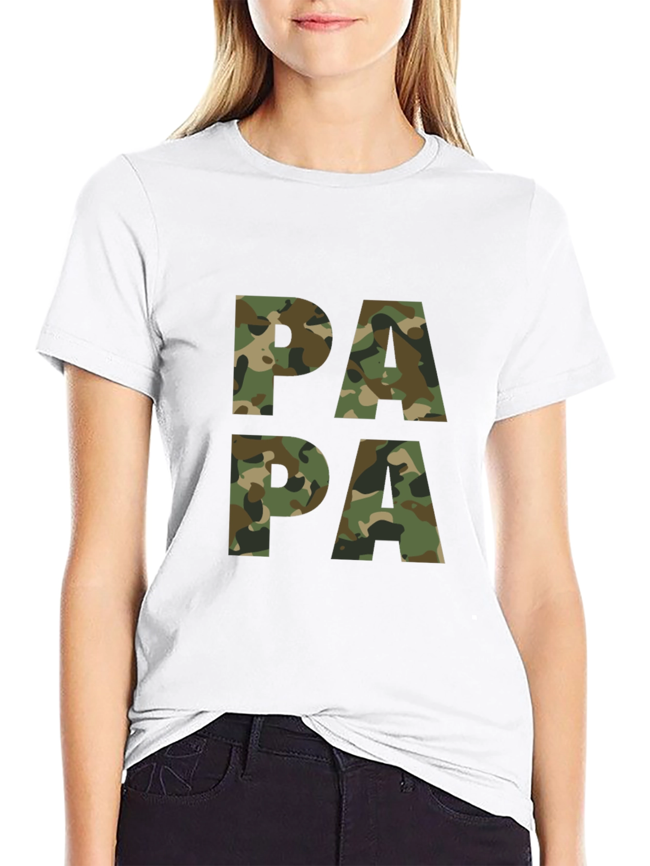 Black Camo Papa T-Shirt - Military Father's Day Tee view 9