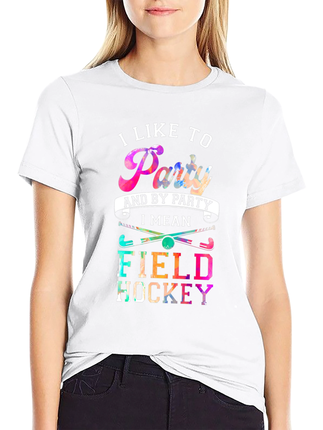 Black I Like To Party Field Hockey T-Shirt view 9