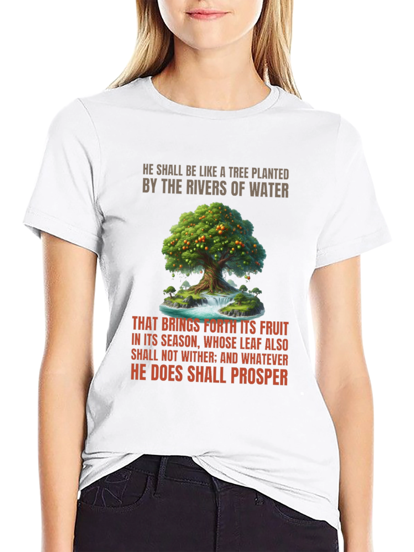 Black Biblical Tree of Life Graphic T-Shirt view 9