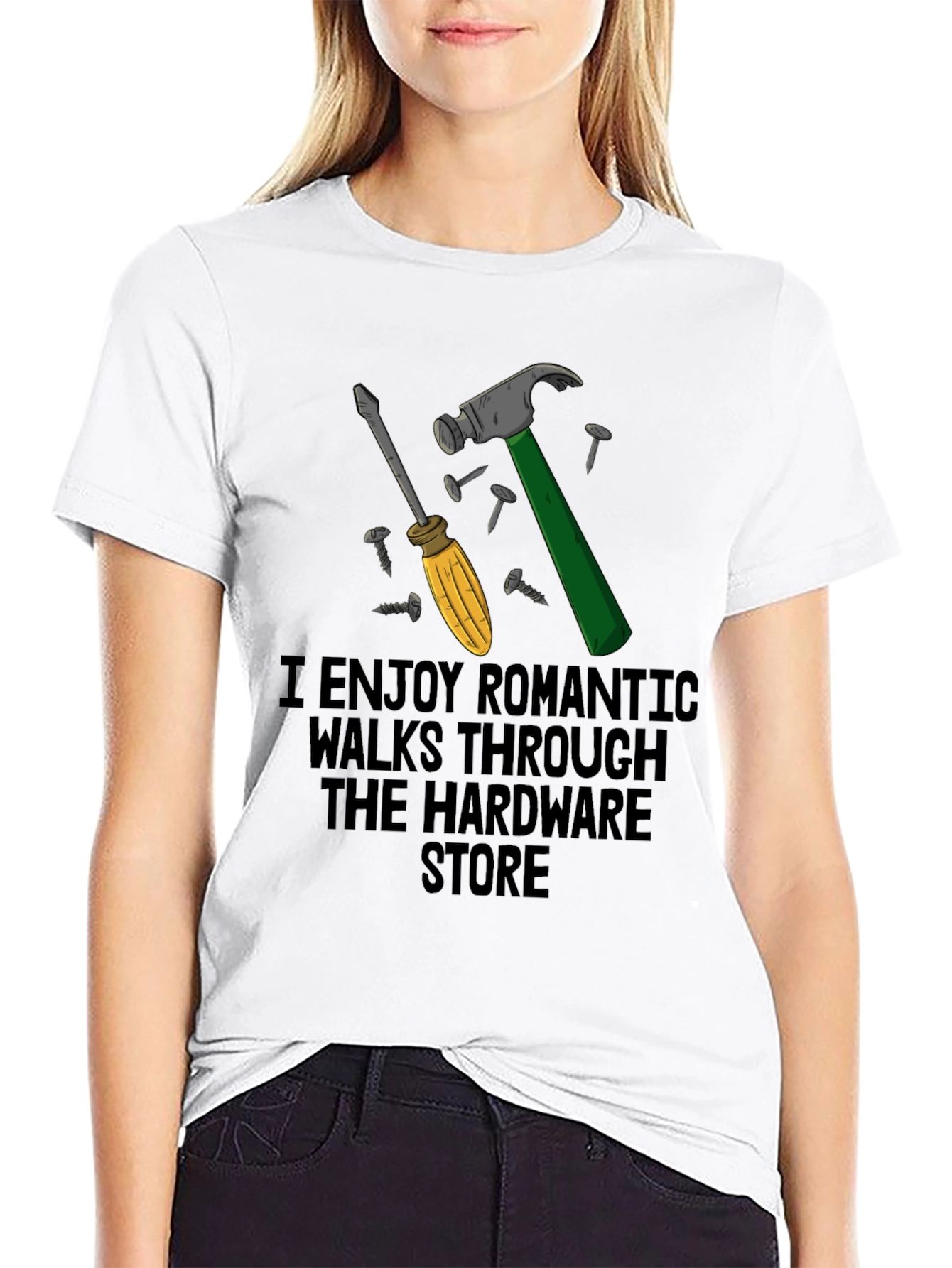 Black Hardware Store Romantic Walk T-Shirt - Men's Funny Tee view 9