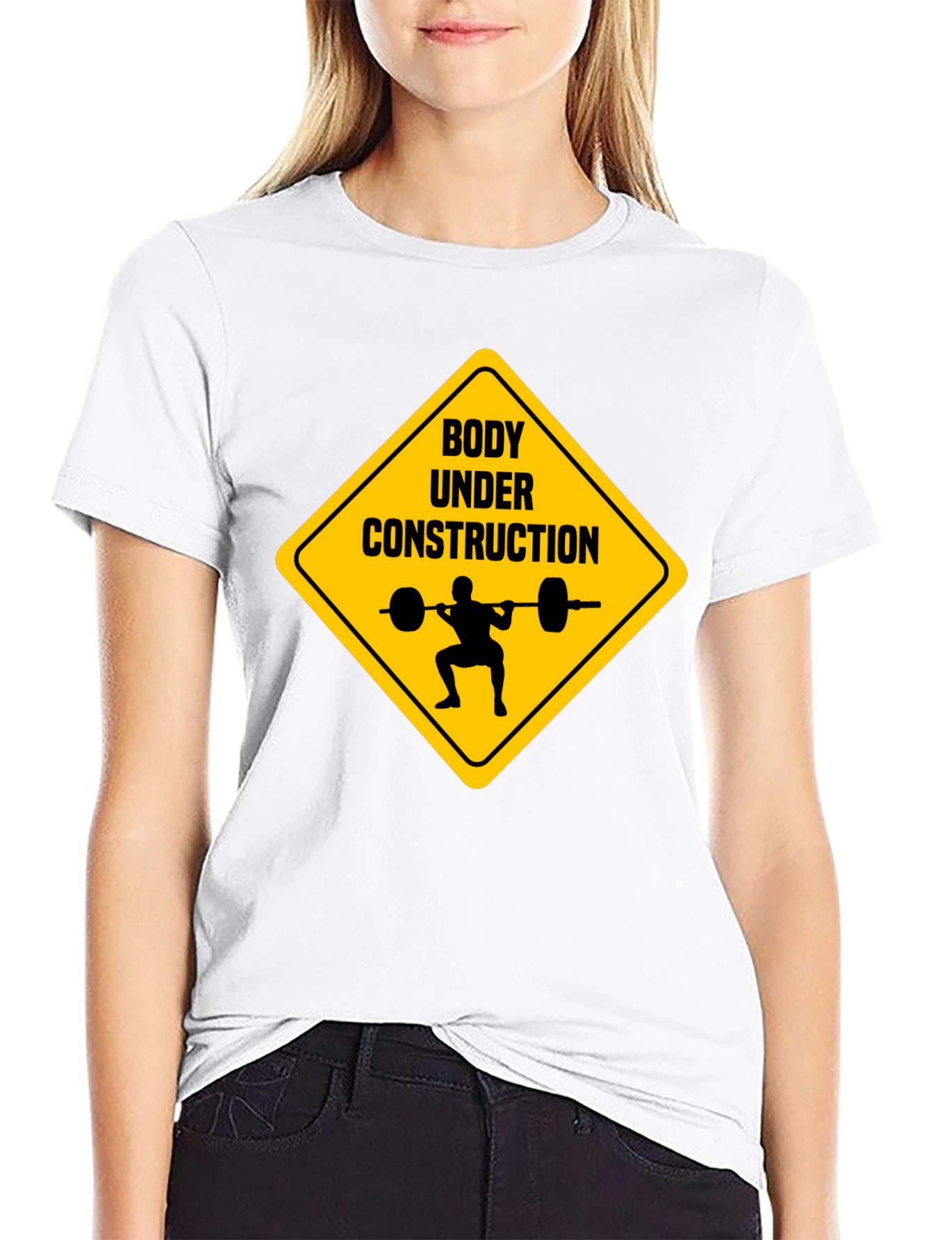 Black Body Under Construction Weightlifting T-Shirt view 9