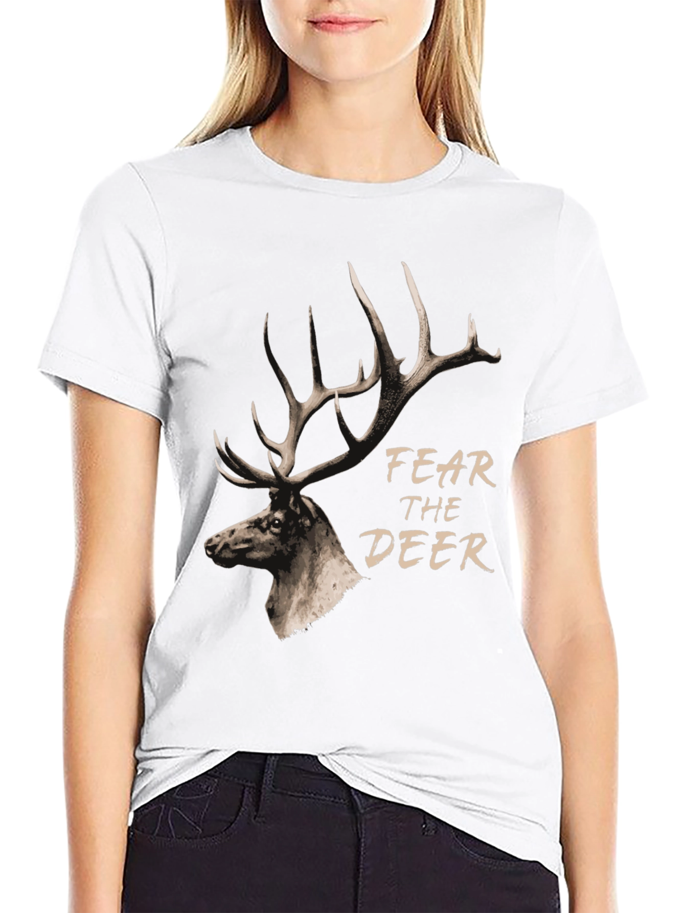 Black Fear the Deer Graphic T-Shirt - Black view 9