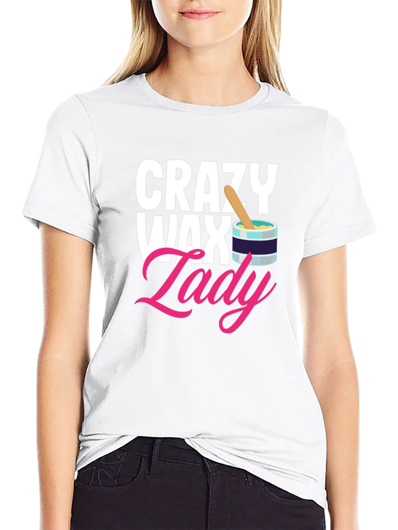 Black Crazy Wax Lady T-Shirt - Esthetician Gift view 9