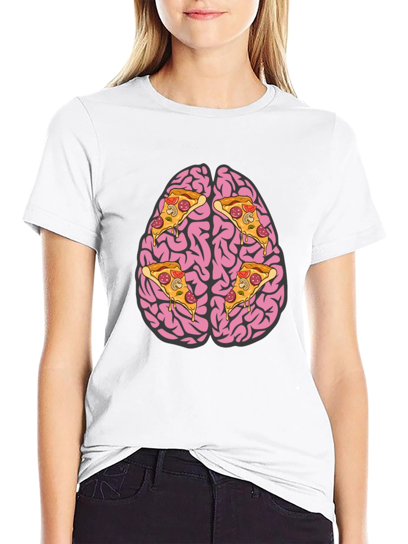 Black Pizza Brain Graphic Tee view 9