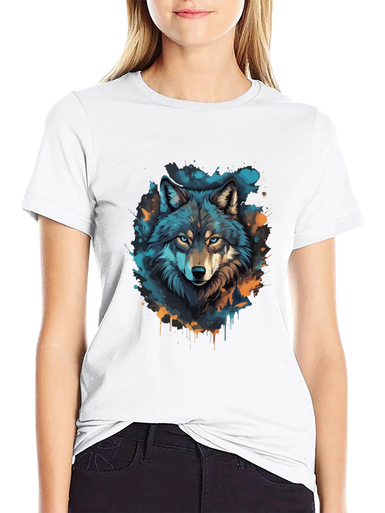 Black Wolf Graphic Tee - Black Cotton T-Shirt view 9