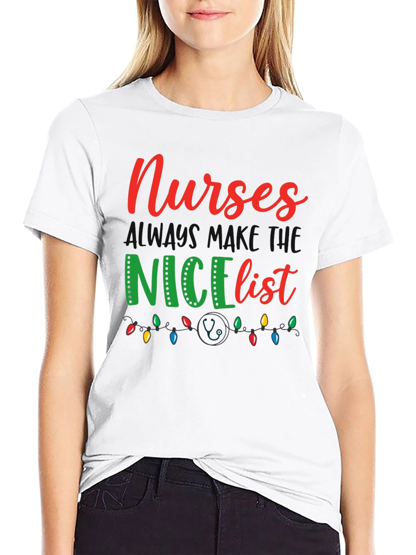 Black Nurses NICE List T-Shirt view 9