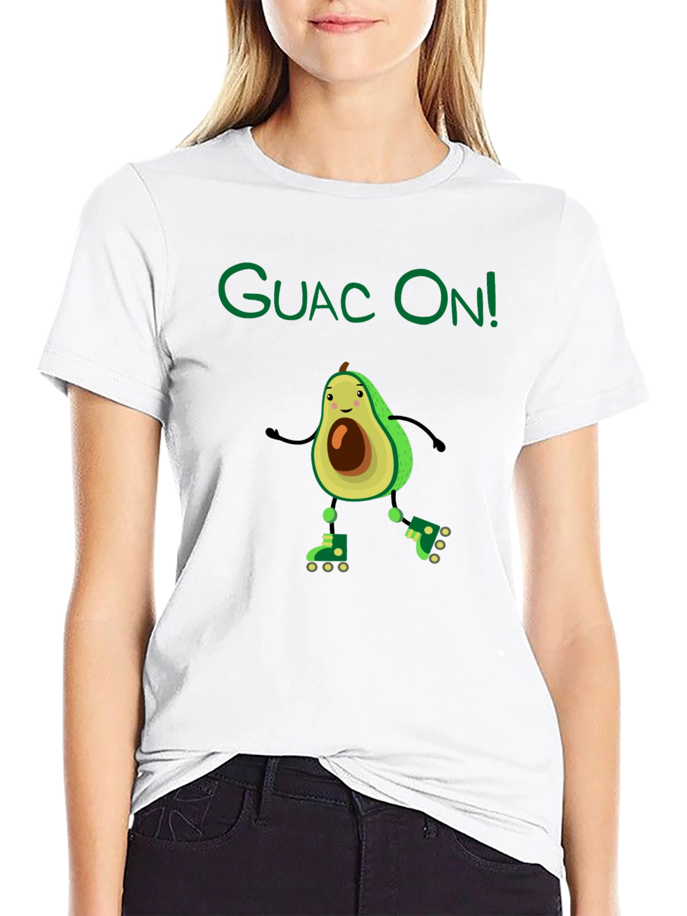 Black Guac On! Avocado Roller Skate Graphic Tee view 9