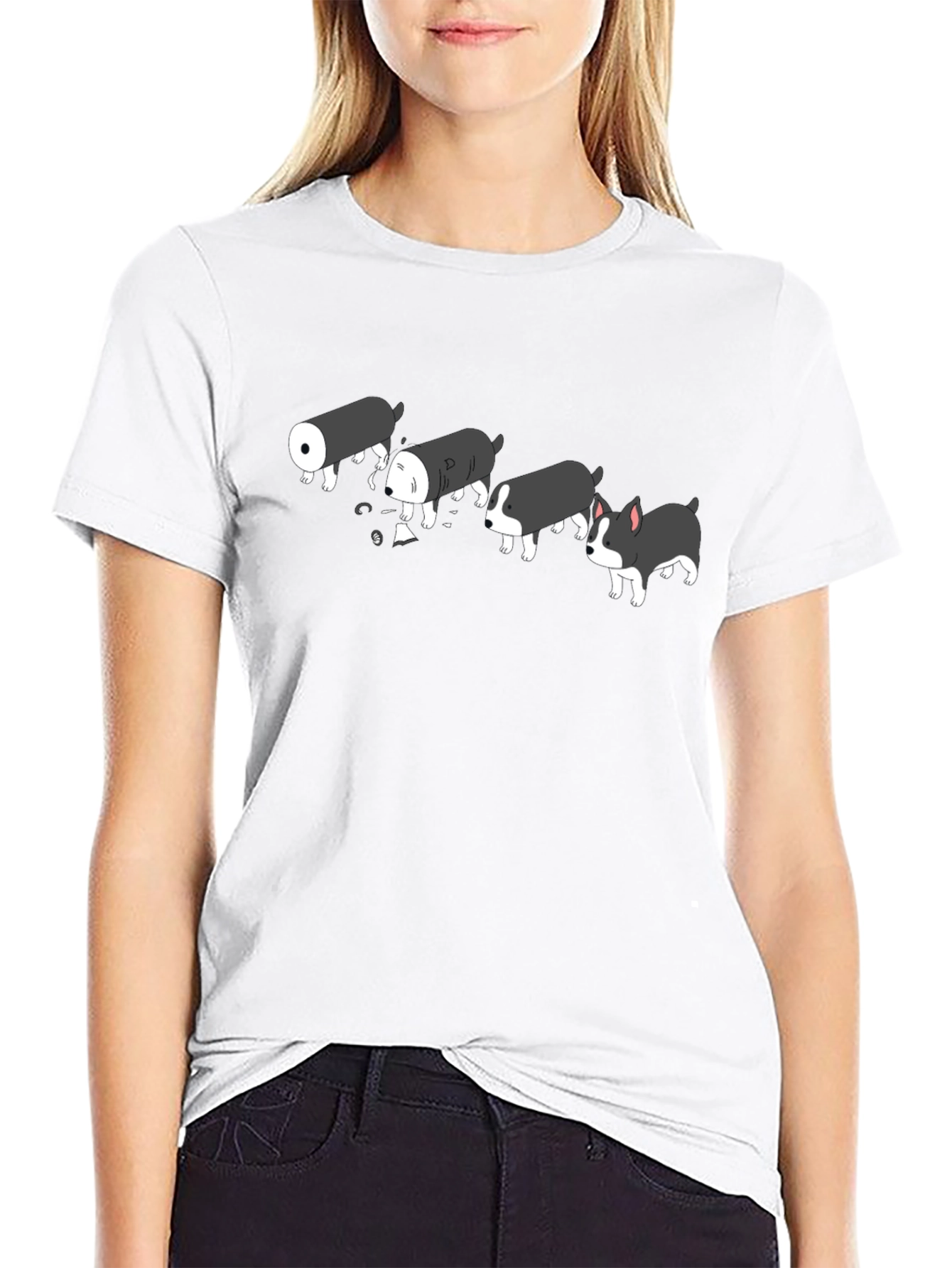 Black Sushi Dog Black T-Shirt - Funny Cute Graphic Tee view 9