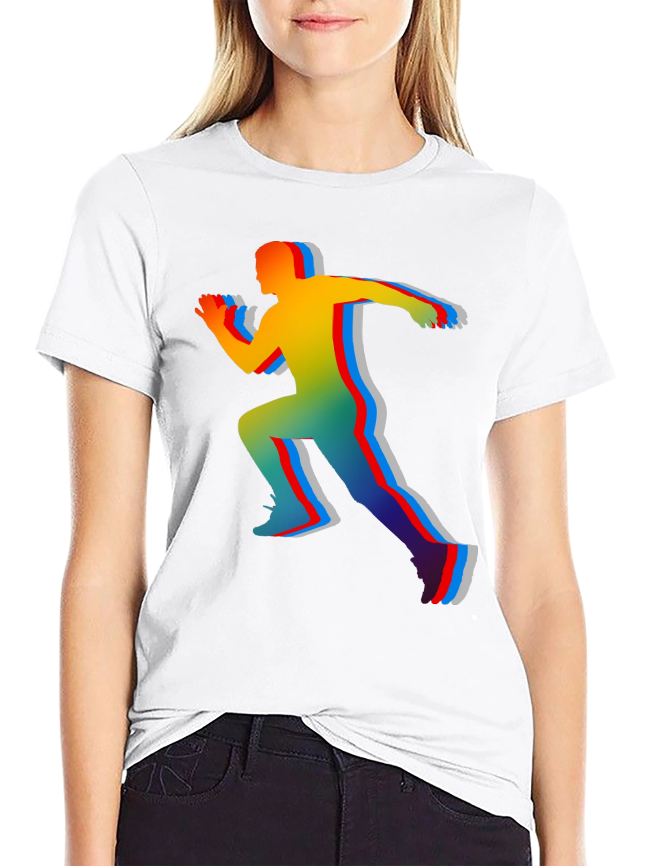 Black Colorful Runner Graphic T-Shirt view 9
