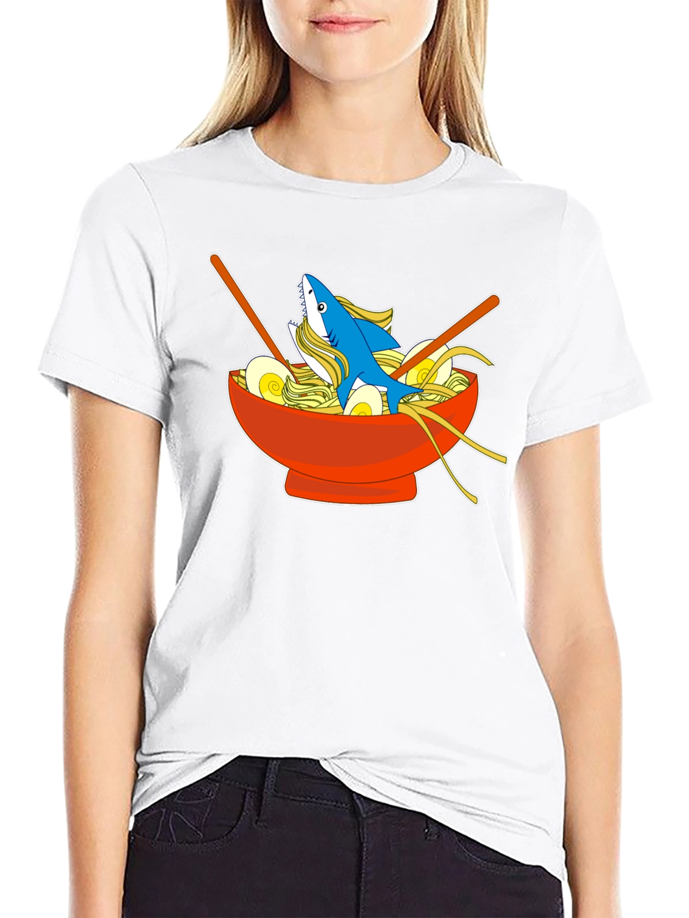 Black Shark Ramen Bowl T-Shirt - Unique Anime Style Tee view 9