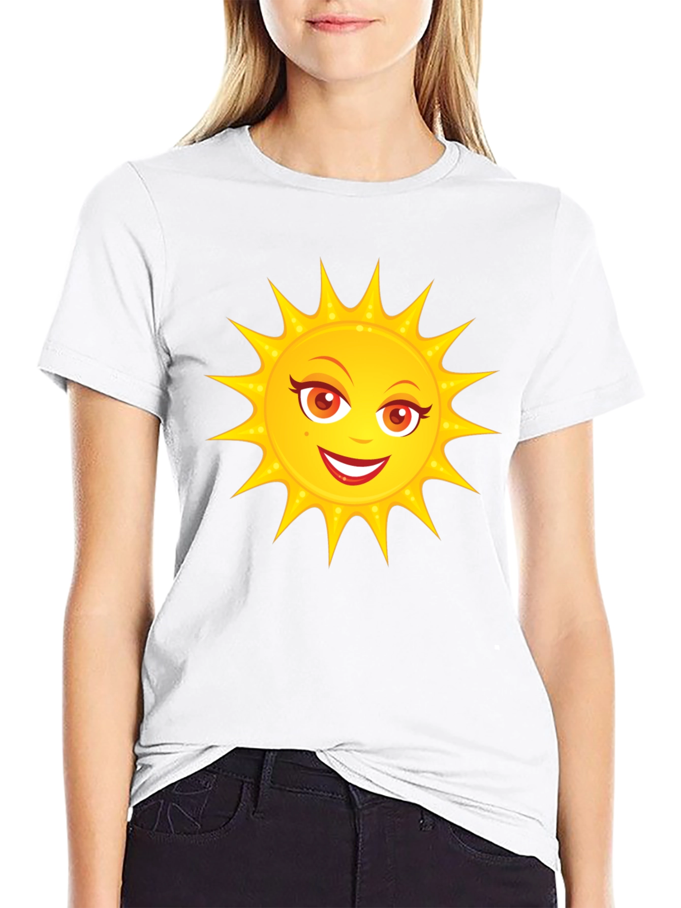 Black Sunny Day Graphic Tee - Fun Black Cotton T-Shirt view 9
