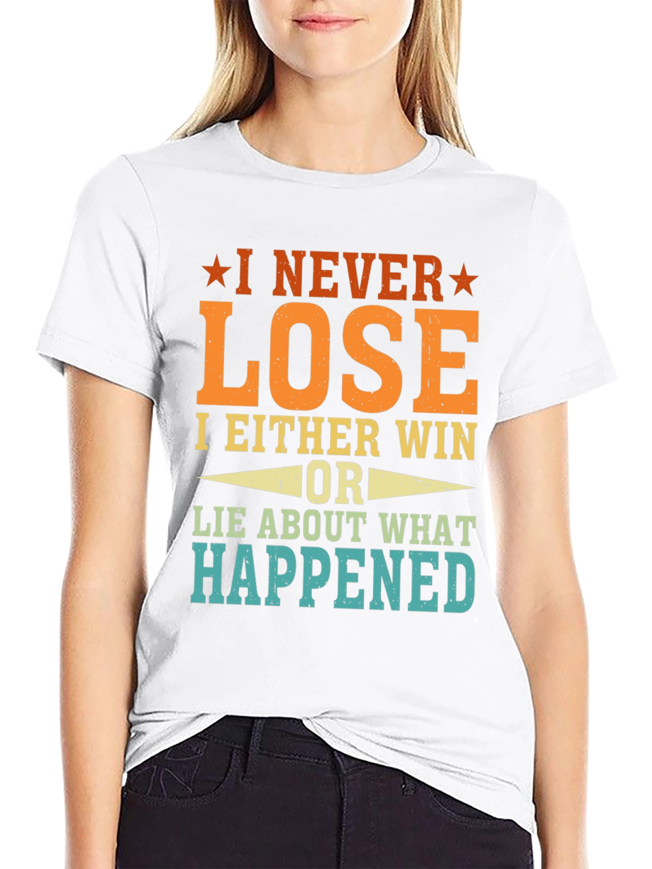 Black I Never Lose Funny T-Shirt view 9