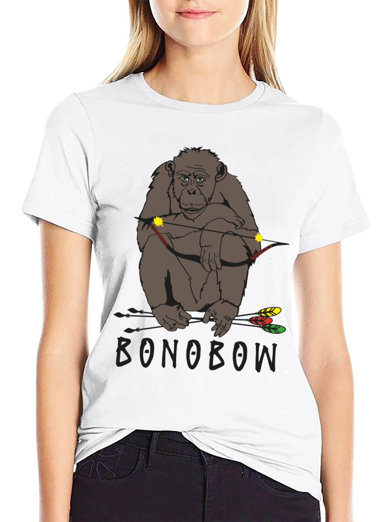 Black Bonobo Archer T-Shirt - Novelty Animal Tee view 9