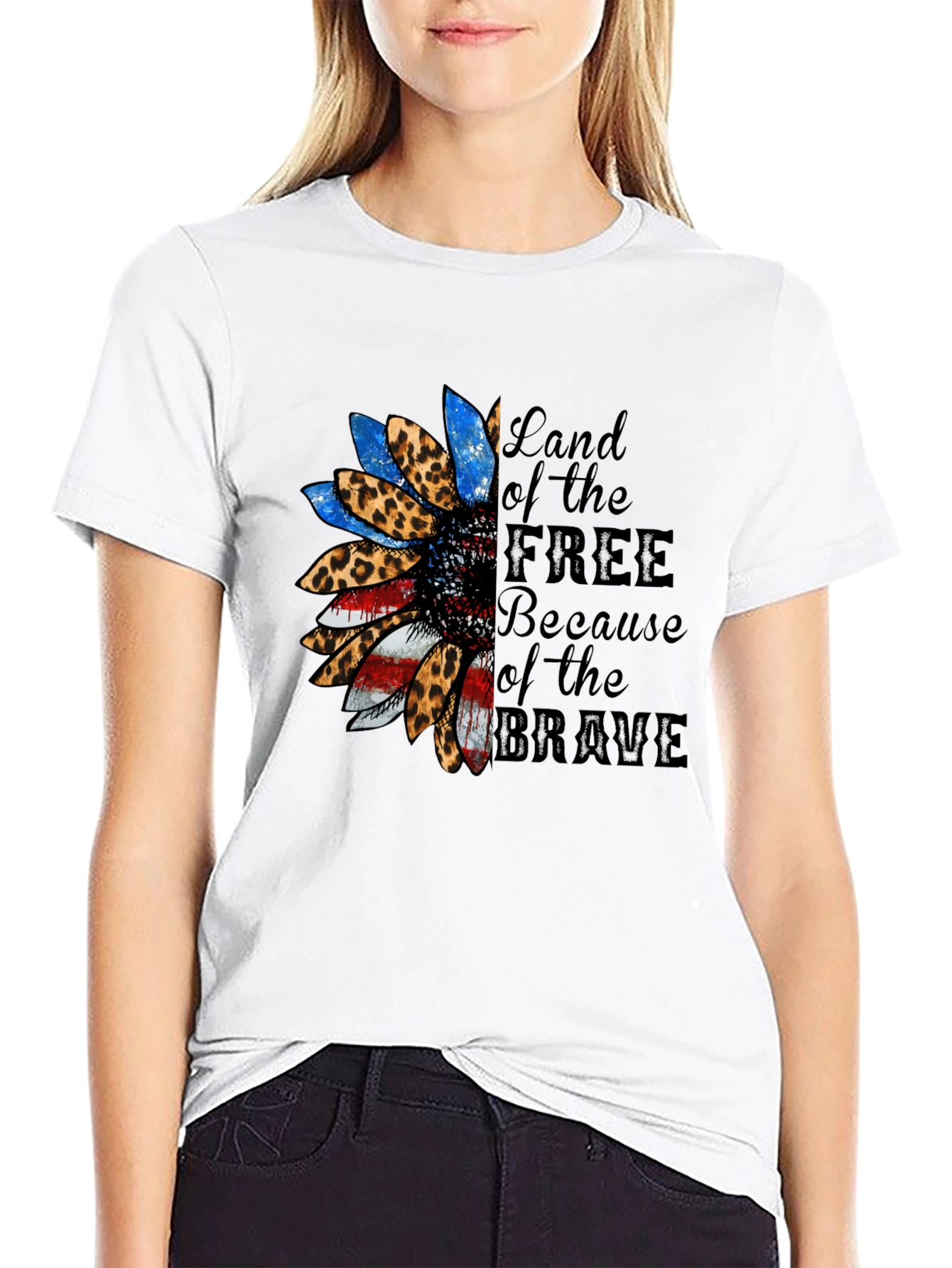 Black Patriotic Sunflower Graphic T-Shirt view 9