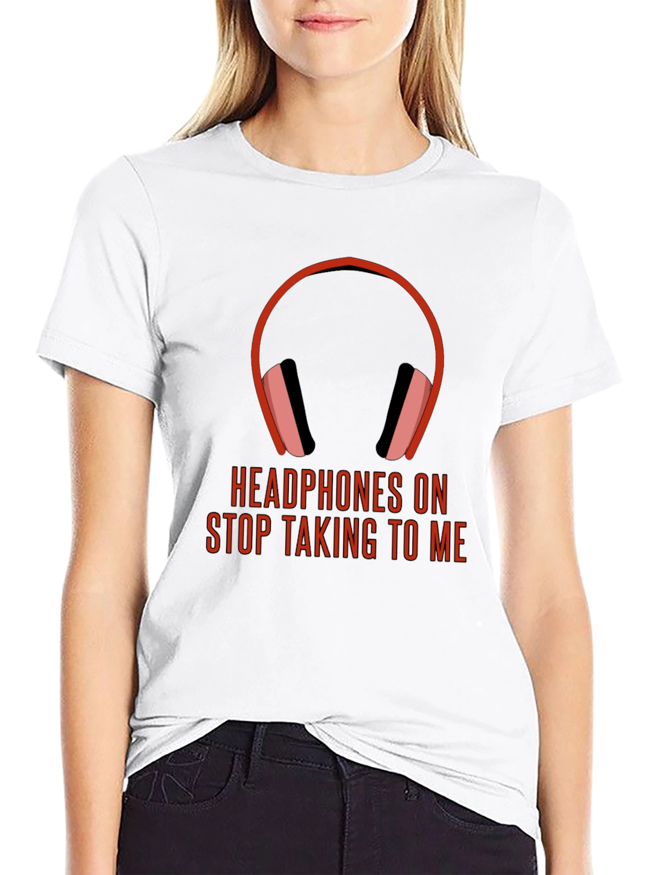 Black Headphones On Graphic Tee - Introvert Humor T-Shirt view 9