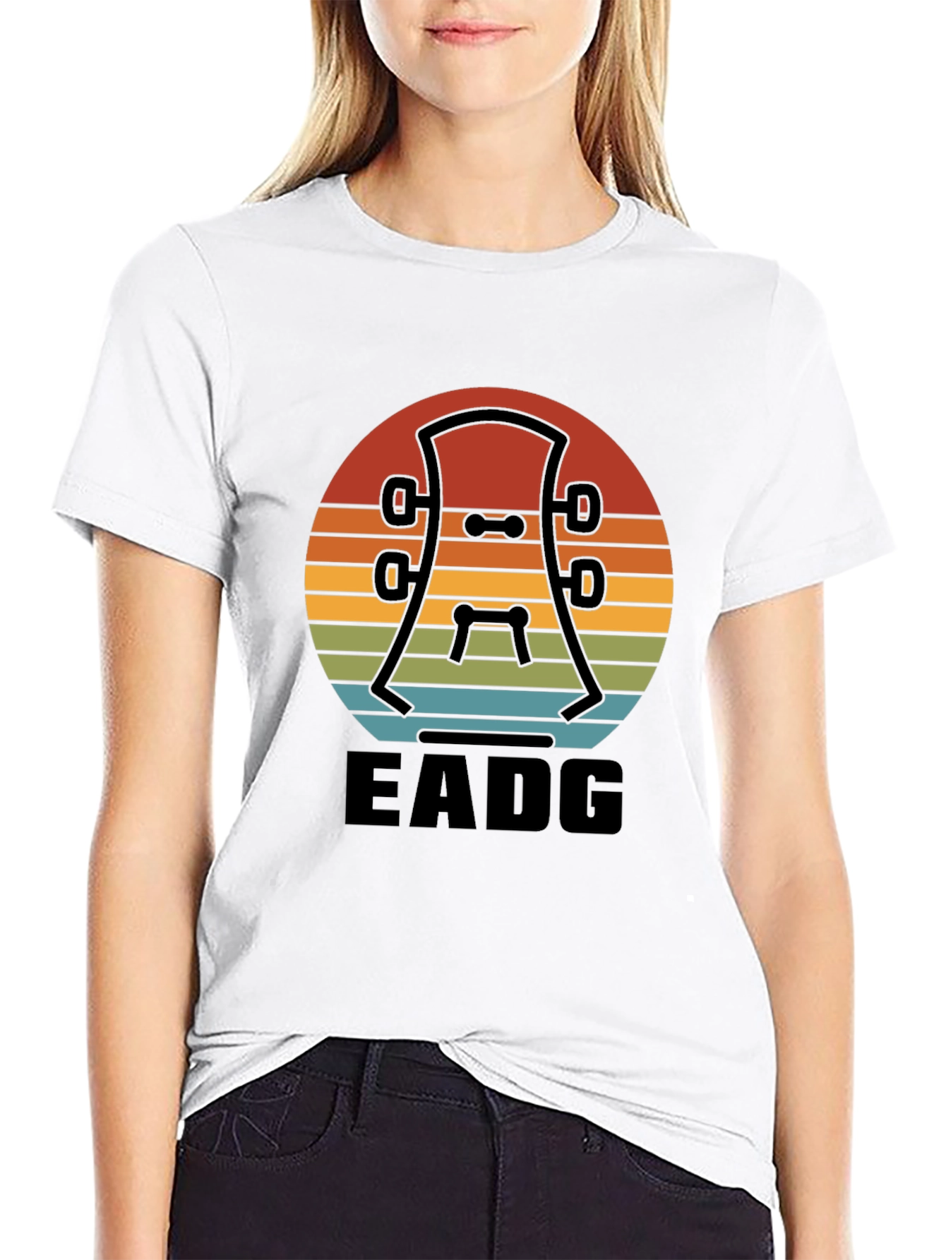 Black Vintage Guitar Headstock T-Shirt - EADG Tuning view 9