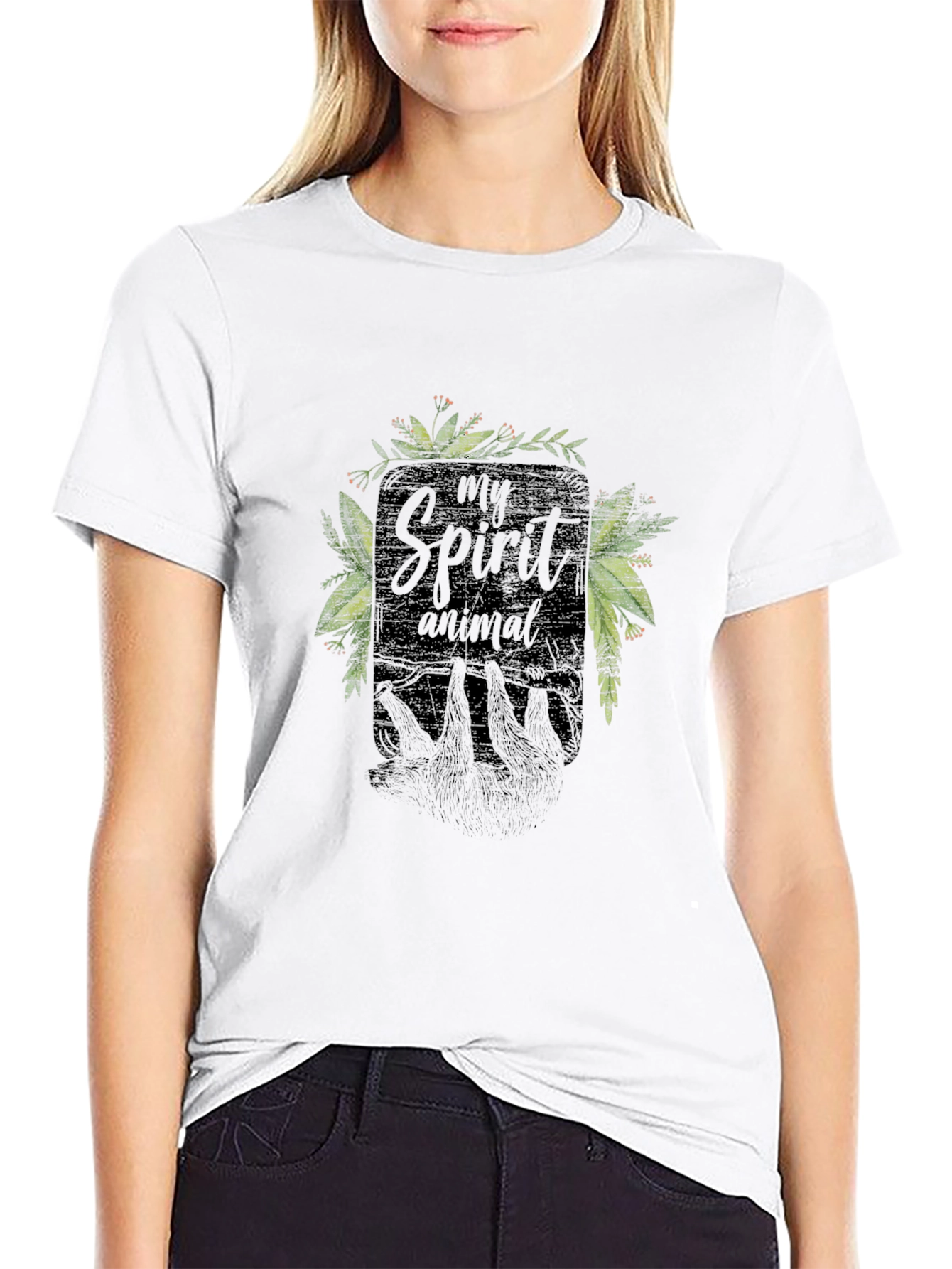 Black My Spirit Animal Sloth Black T-Shirt view 9
