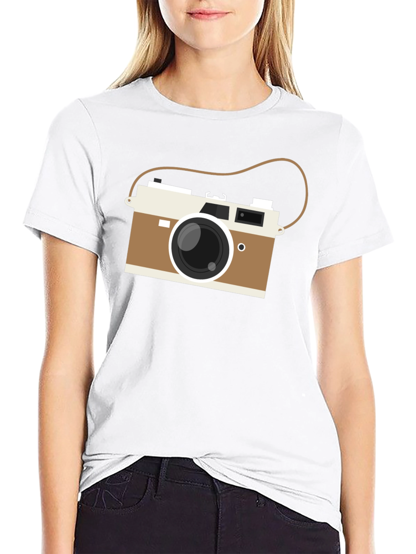 Black Vintage Camera Graphic Tee - Black Casual T-Shirt view 9