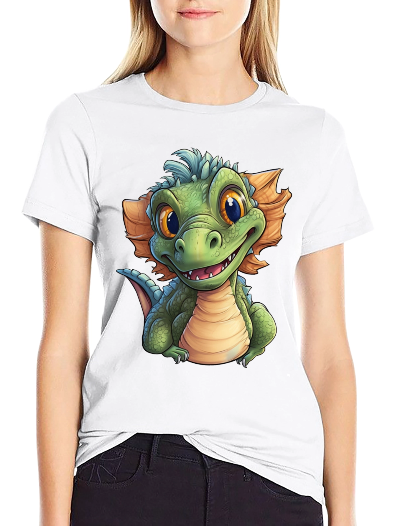 Black Cartoon Dragon Graphic T-Shirt - Fun & Unique Design view 9