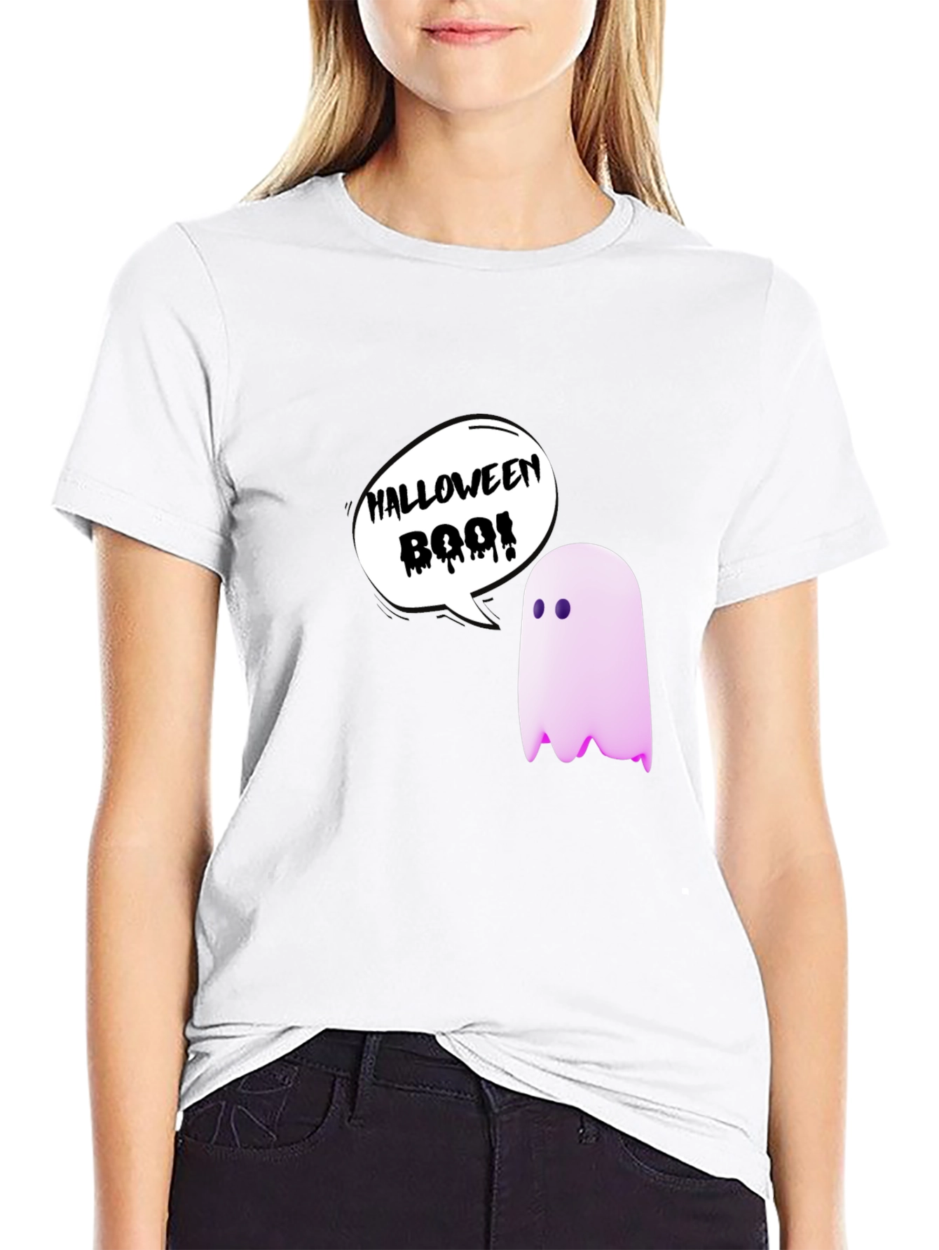 Black Halloween Ghost Boo! T-Shirt view 9