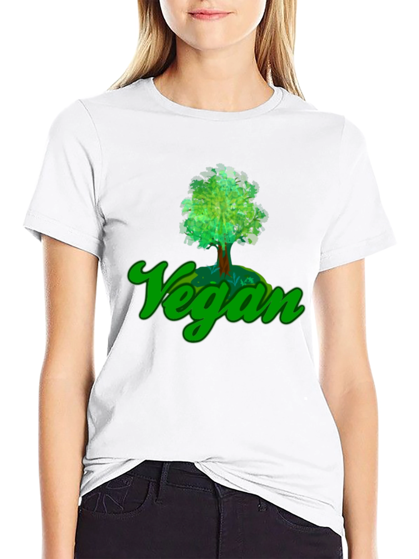 Black Vegan Tree T-Shirt - Eco-Friendly Design view 9