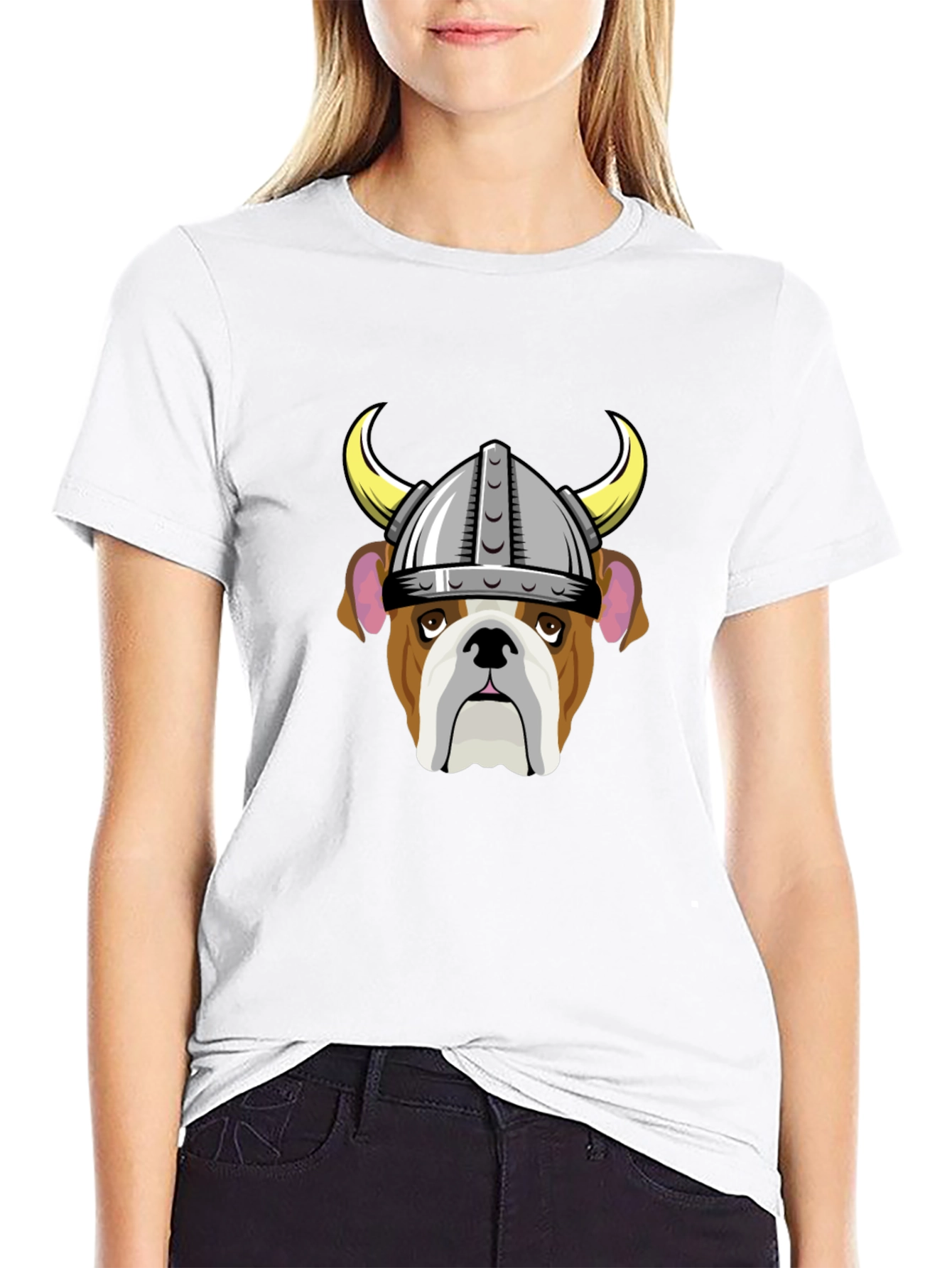 Black Bulldog Viking Helmet T-Shirt view 9