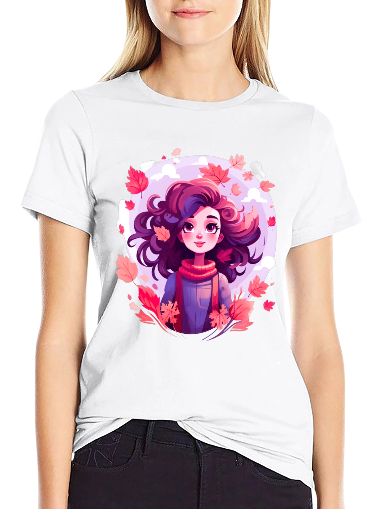 Black Autumn Girl T-Shirt - Unique Graphic Tee for Fall view 9