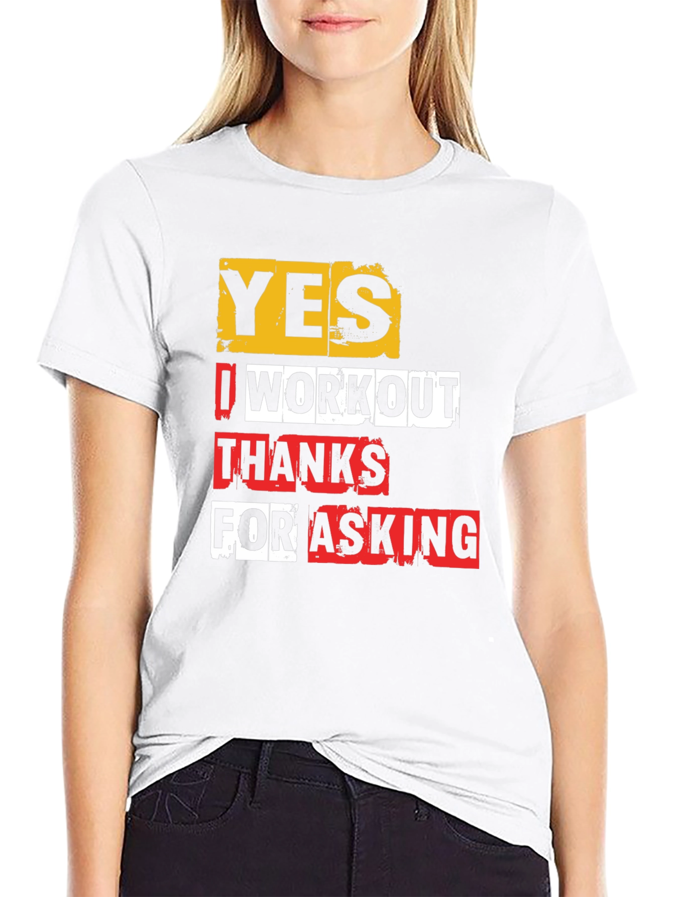 Black Workout Gym Shirt - Yes I Workout - Funny Fitness Tee view 9