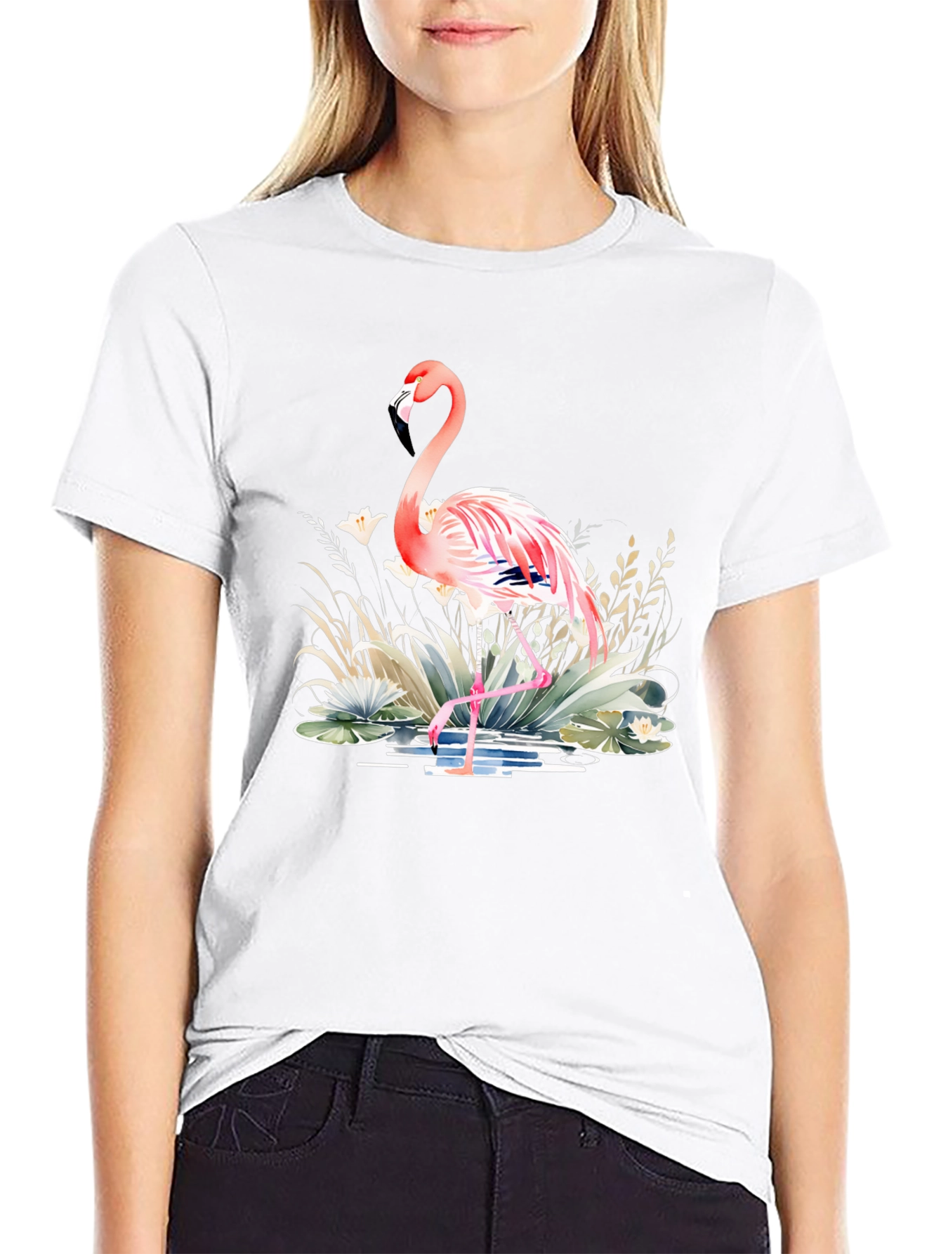 Black Flamingo Graphic Tee - Tropical Style view 9