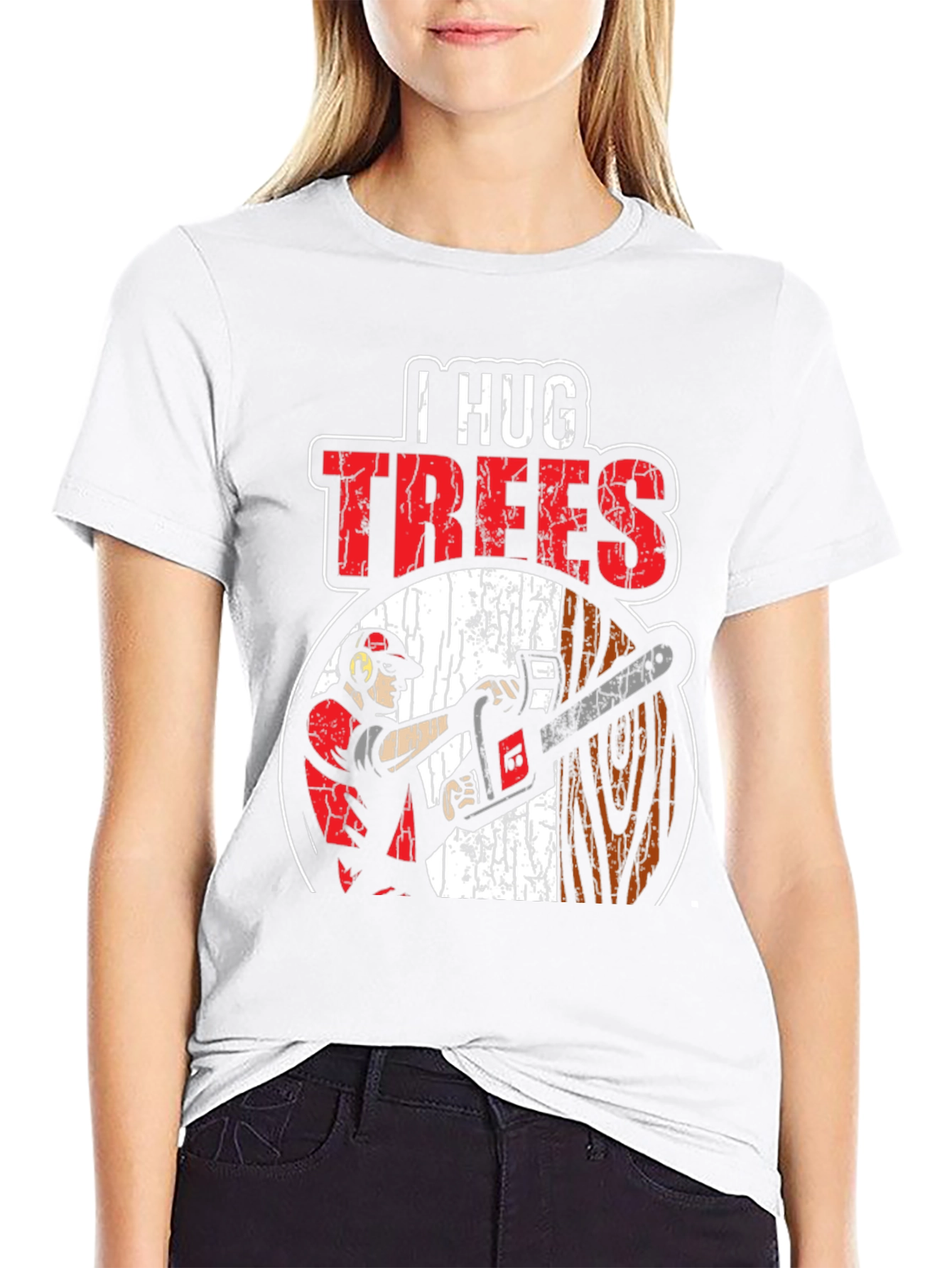 Black I Hug Trees Graphic T-Shirt - Arborist, Lumberjack view 9