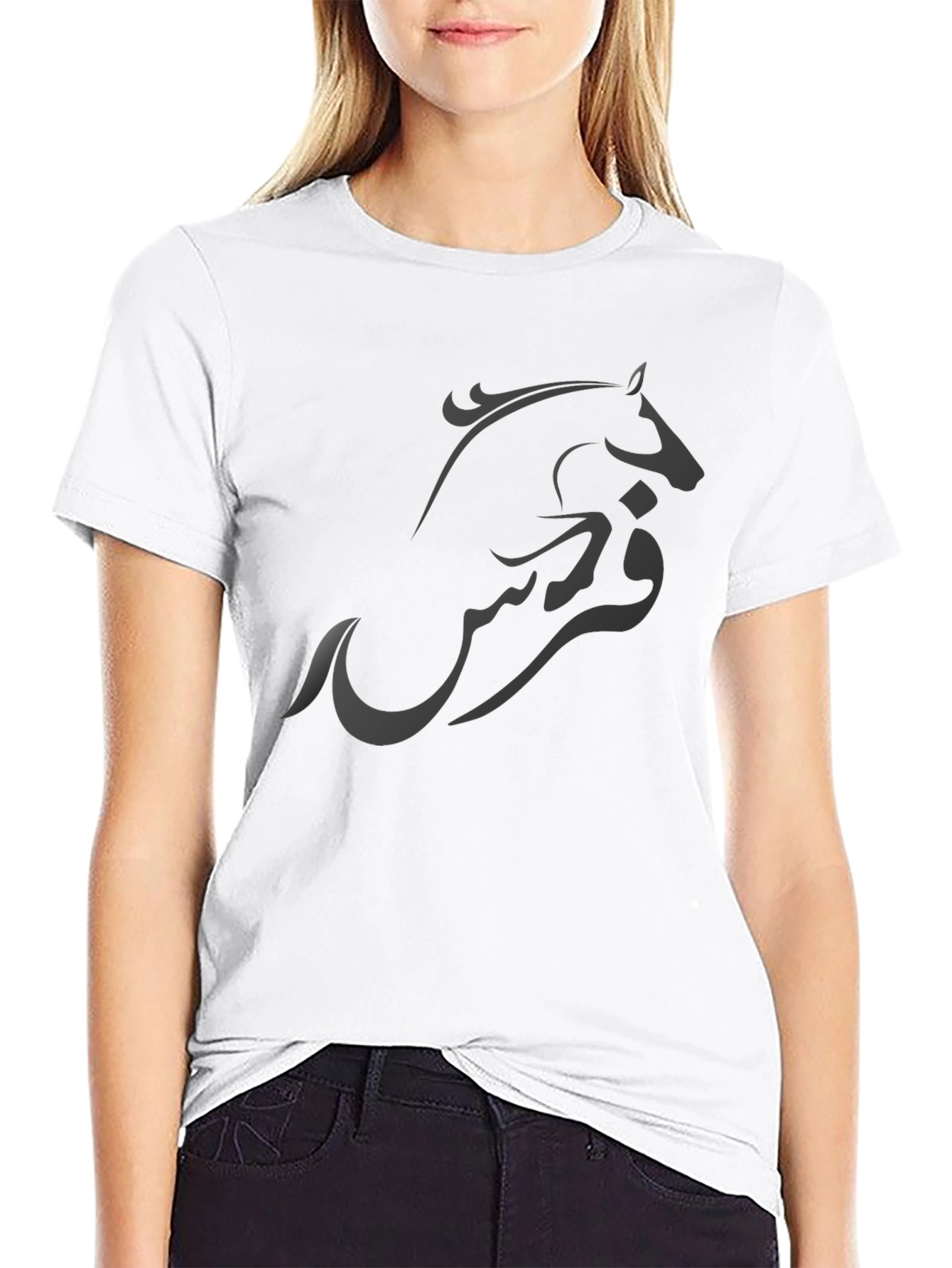 Black Stylish Black T-Shirt with Horse Design view 9