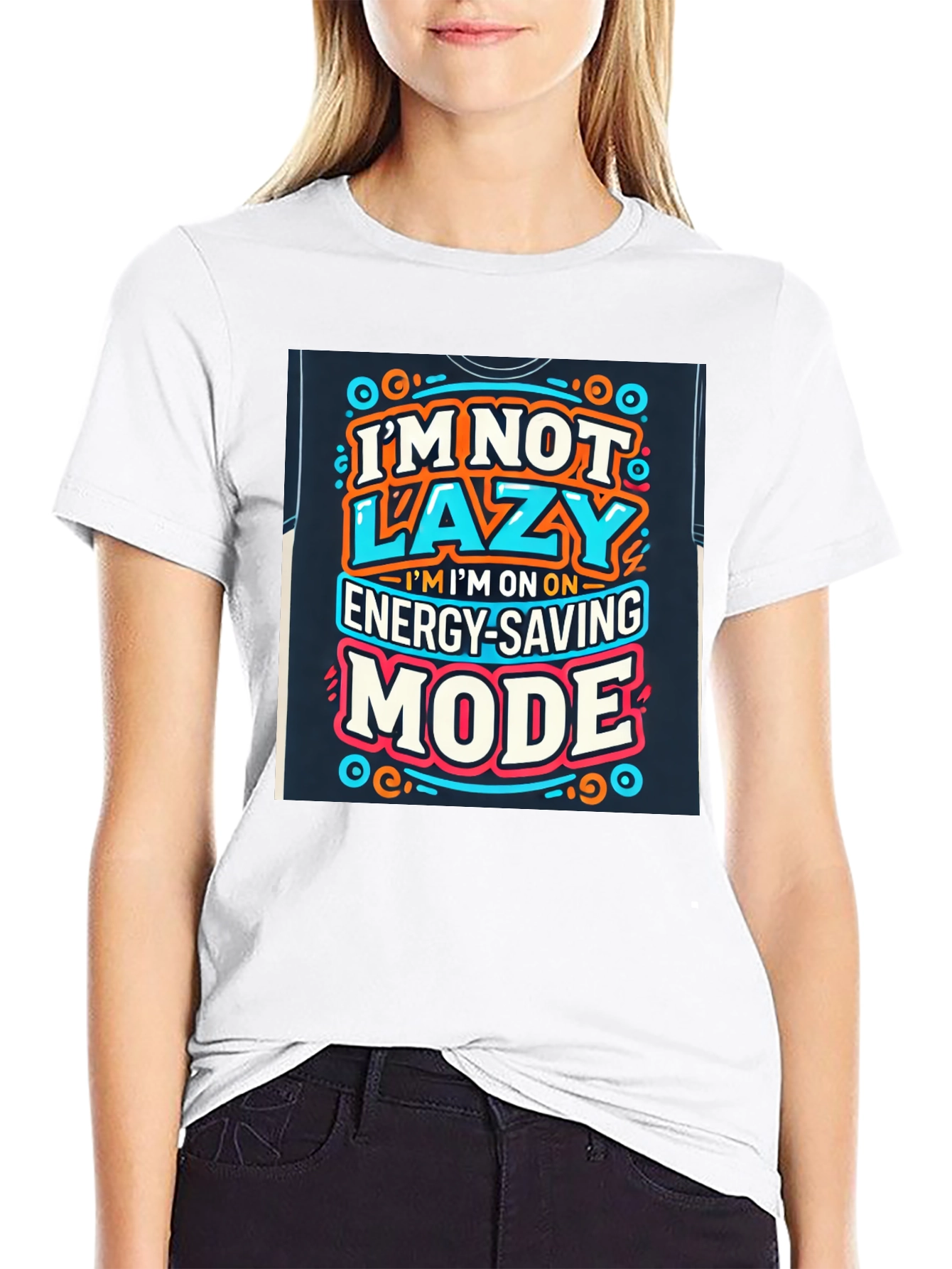 Black Energy Saving Mode Graphic Tee - Lazy Humor T-Shirt view 9