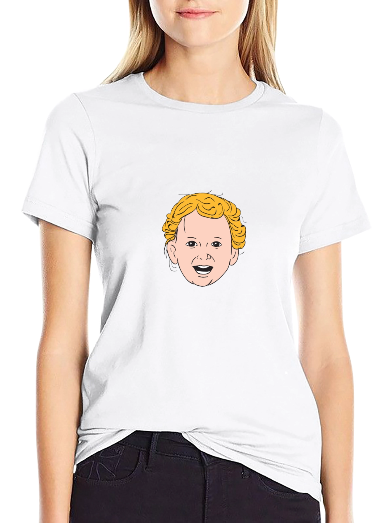 Black Funny Cartoon Face Black T-Shirt view 9
