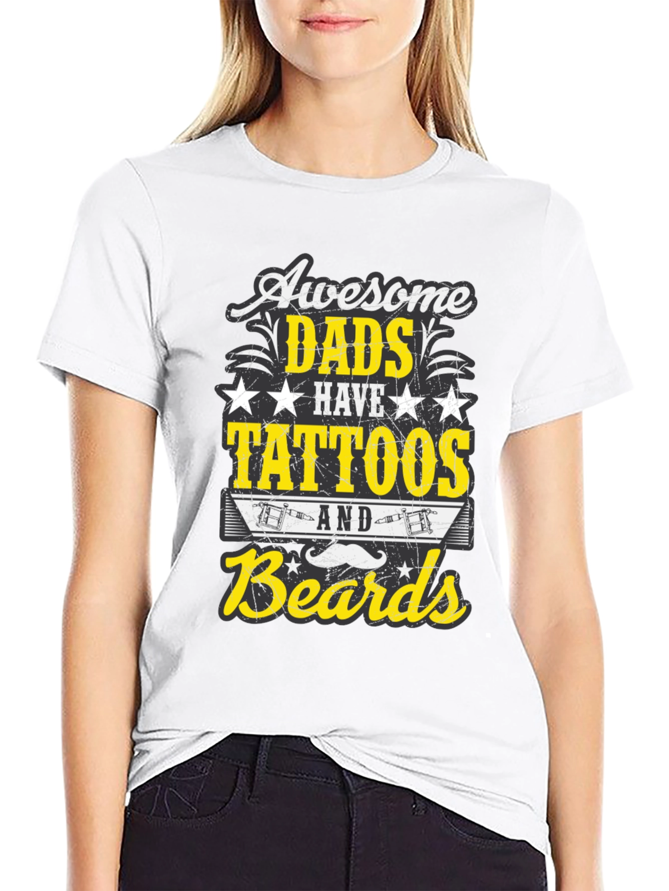 Black Awesome Dads Tattoos & Beards T-Shirt view 9