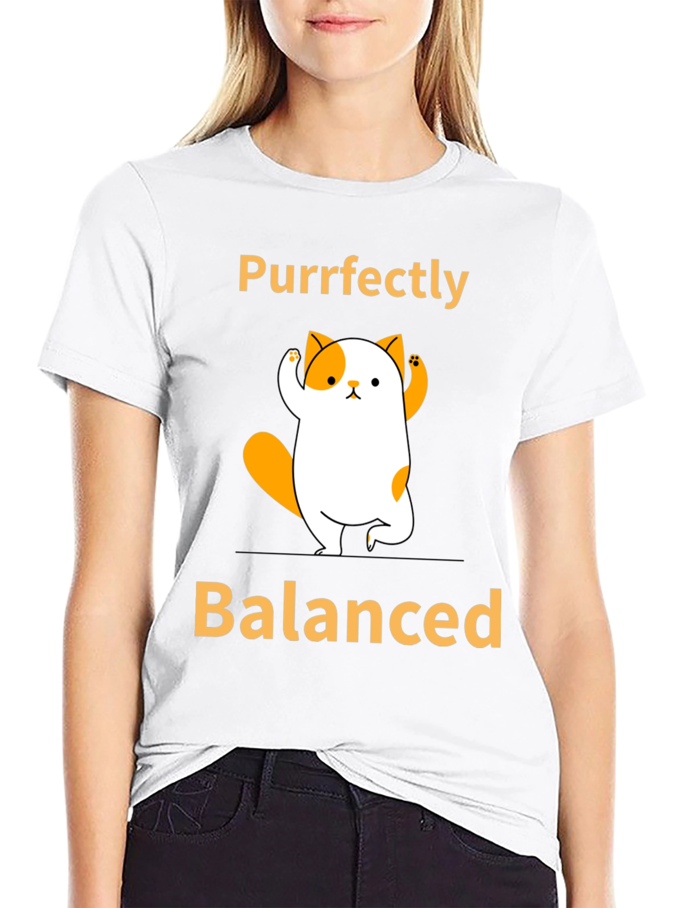 Black Purrfectly Balanced Yoga Cat Graphic T-Shirt view 9