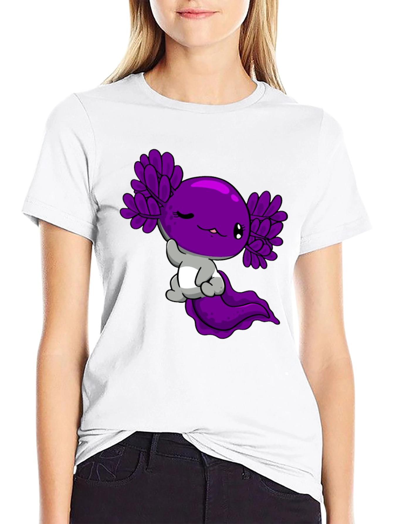 Black Axolotl Graphic Tee - Cute Amphibian Design view 9