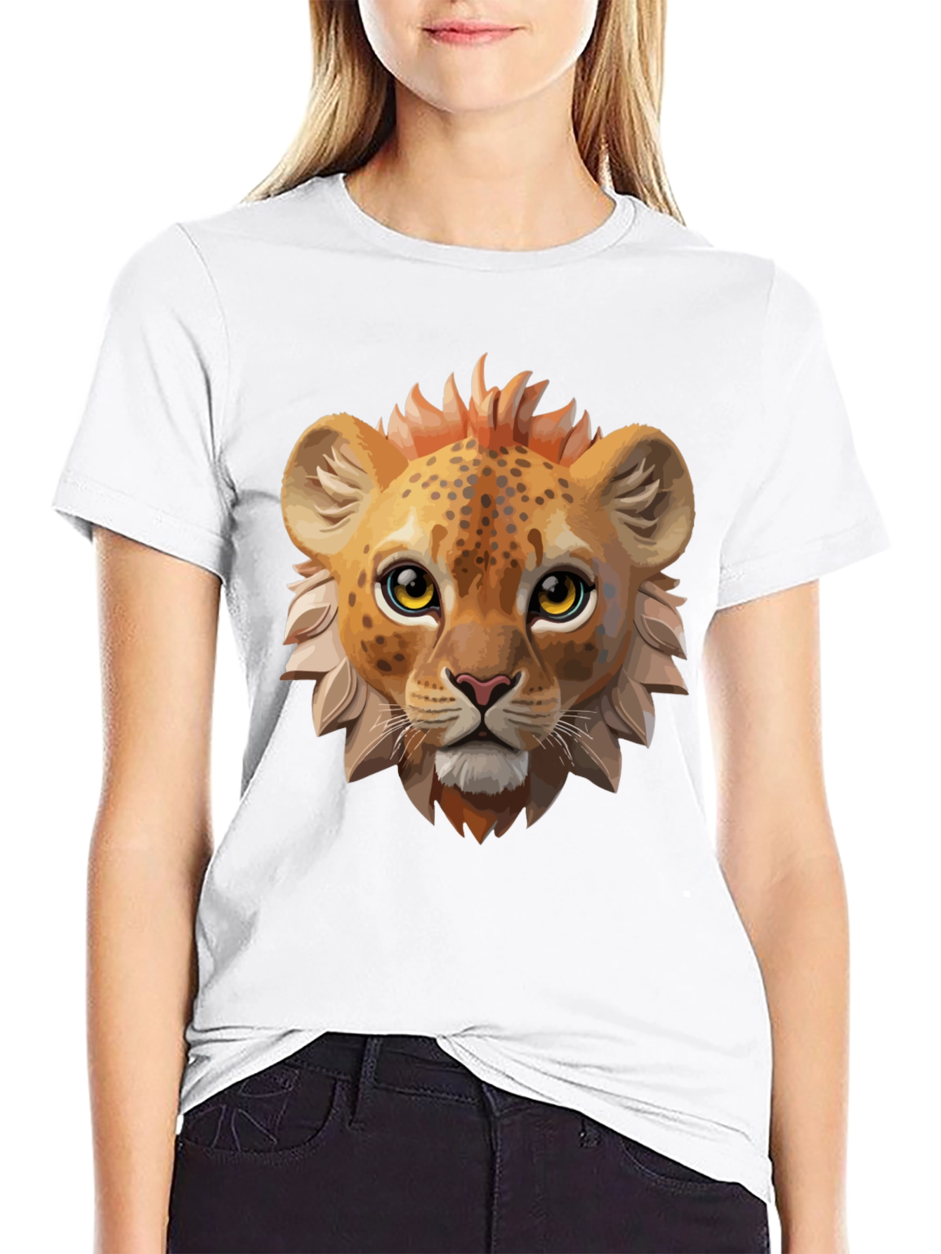 Black Lion Cub Graphic Tee - Black Cotton Shirt view 9