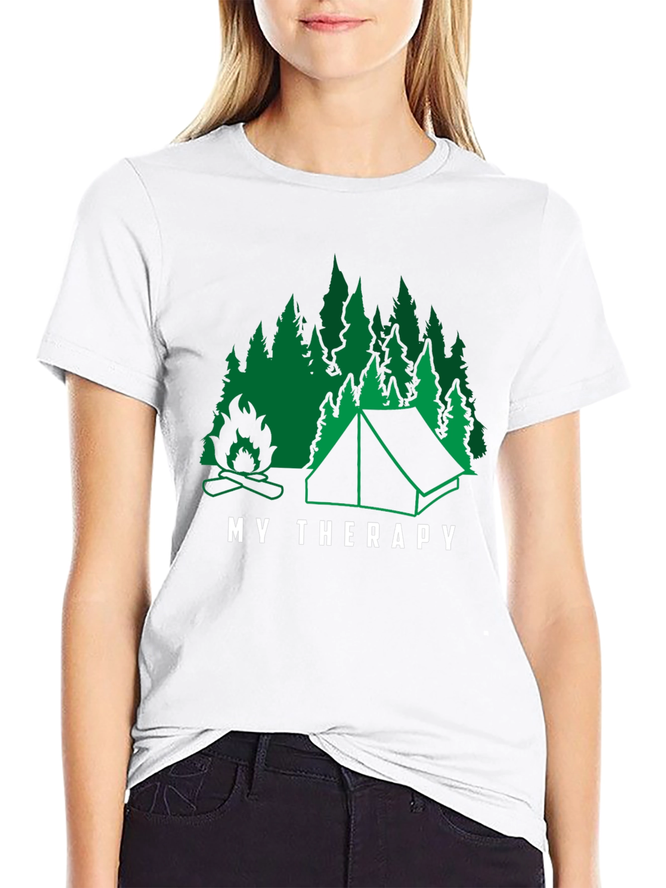 Black Camping Therapy Graphic Tee - Nature Adventure Shirt view 9