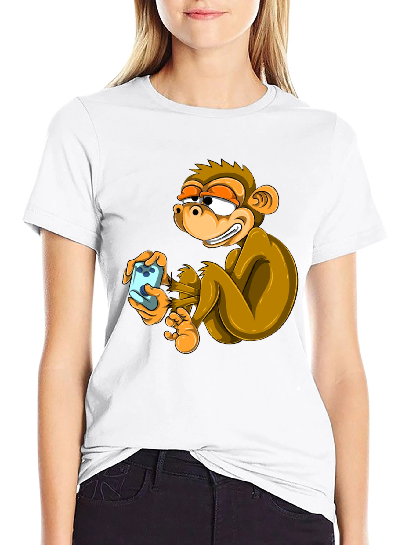 Black Funny Monkey Graphic Tee - Black Cotton T-Shirt view 9