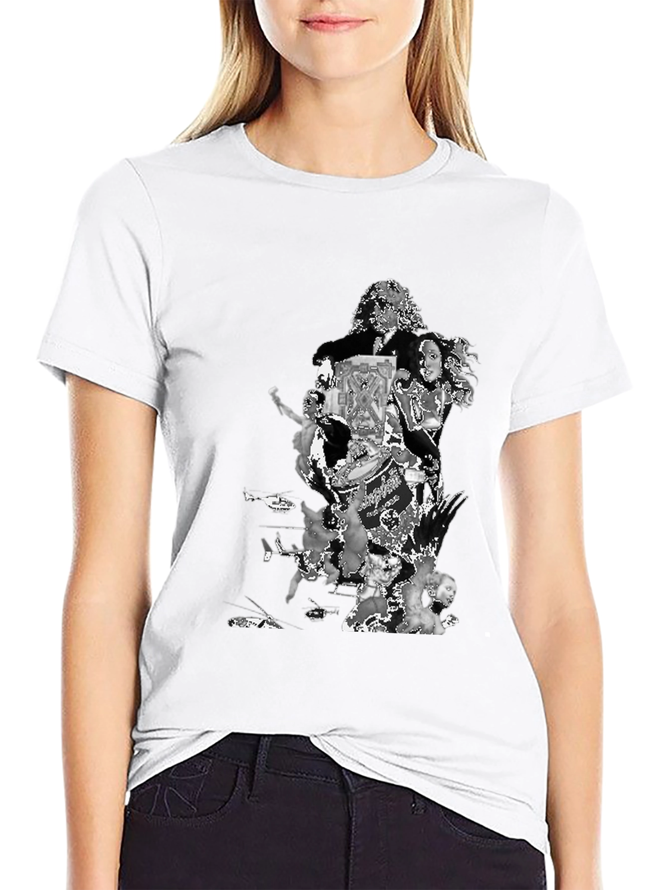 Black Retro Collage Graphic T-Shirt - Black view 9