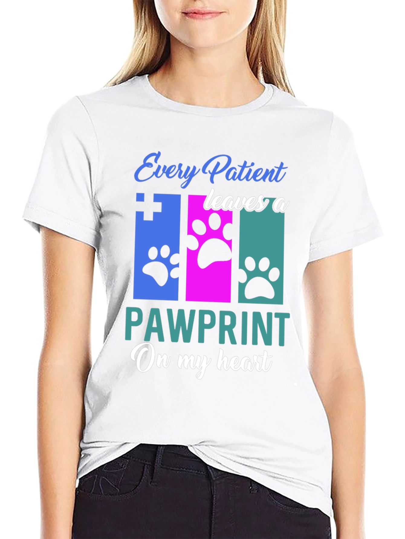 Black Veterinarian Paw Print T-Shirt - Animal Lover Gift view 9