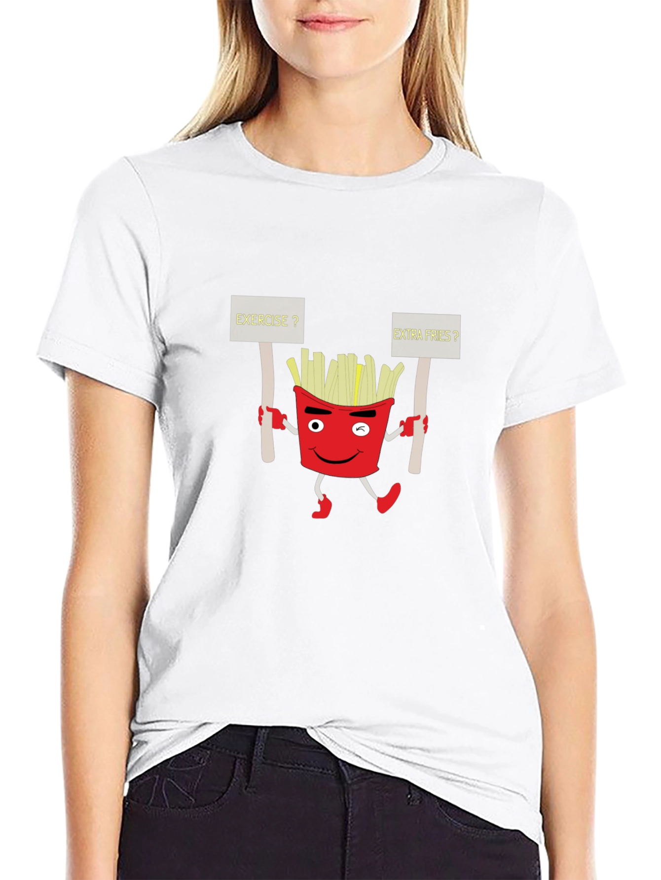 Black Funny French Fries T-Shirt view 9