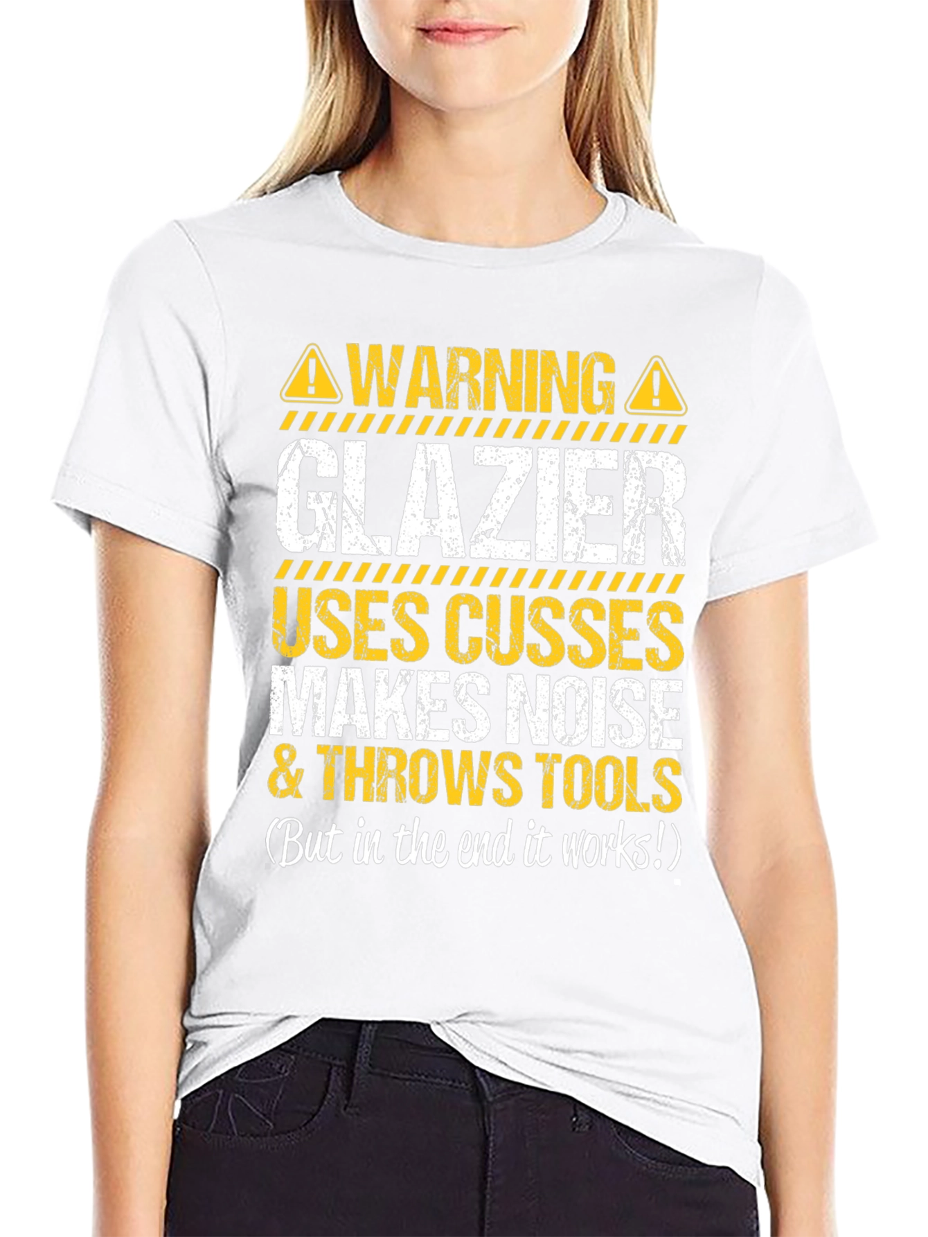Black Warning Glazier T-Shirt: Funny & Bold view 9