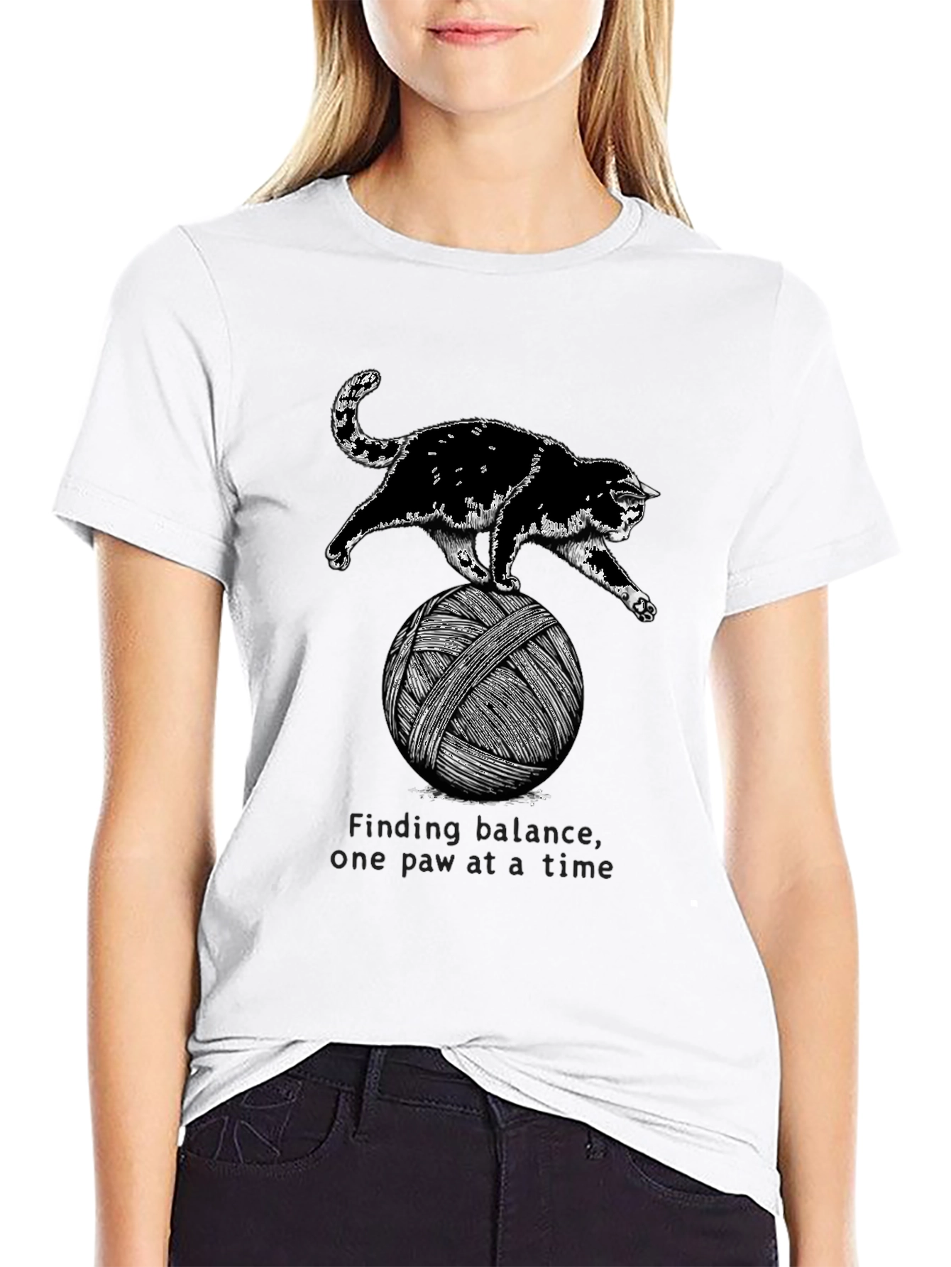Black Cat Balancing Act T-Shirt view 9