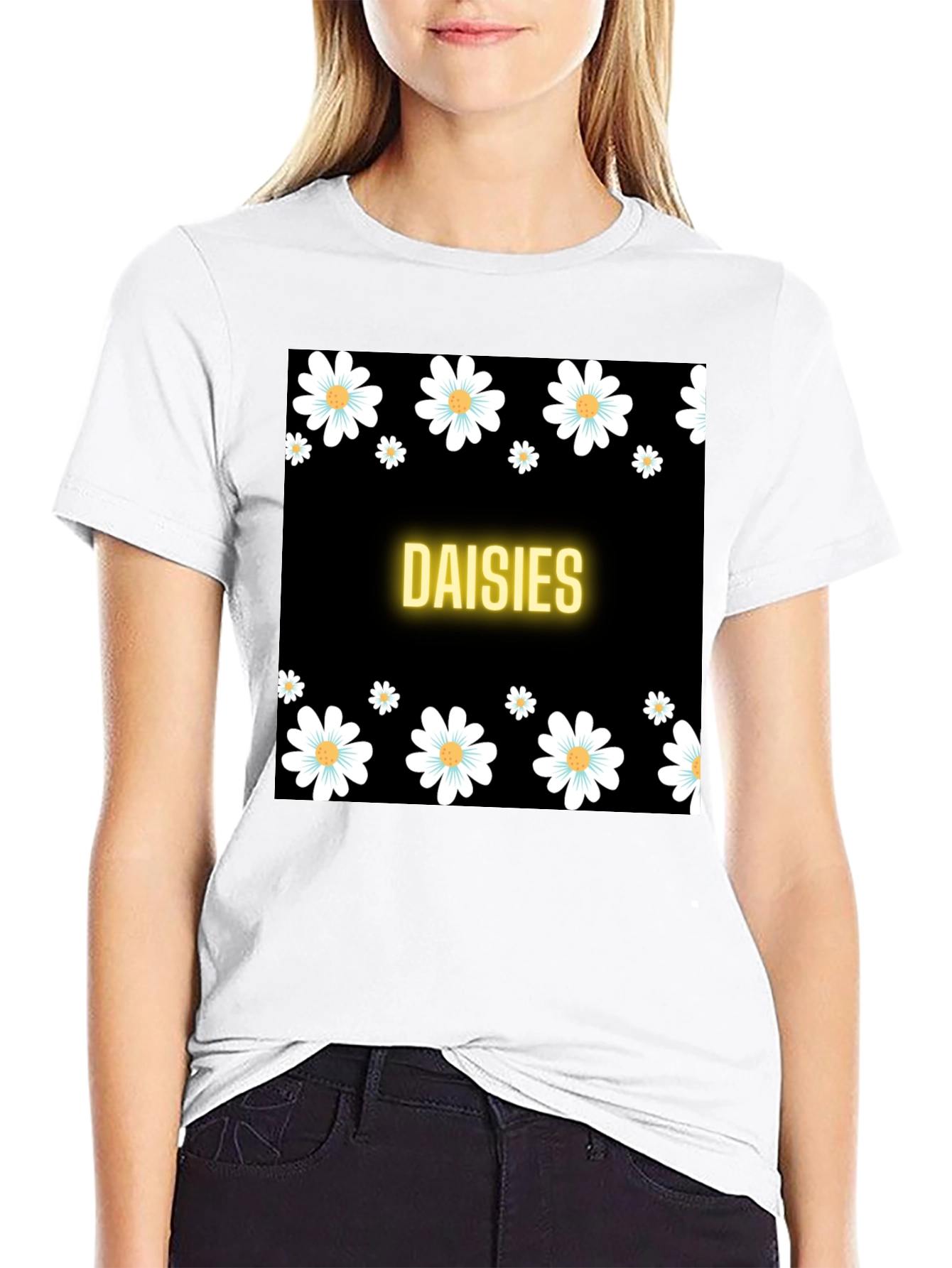 Black Daisies Black T-Shirt view 9