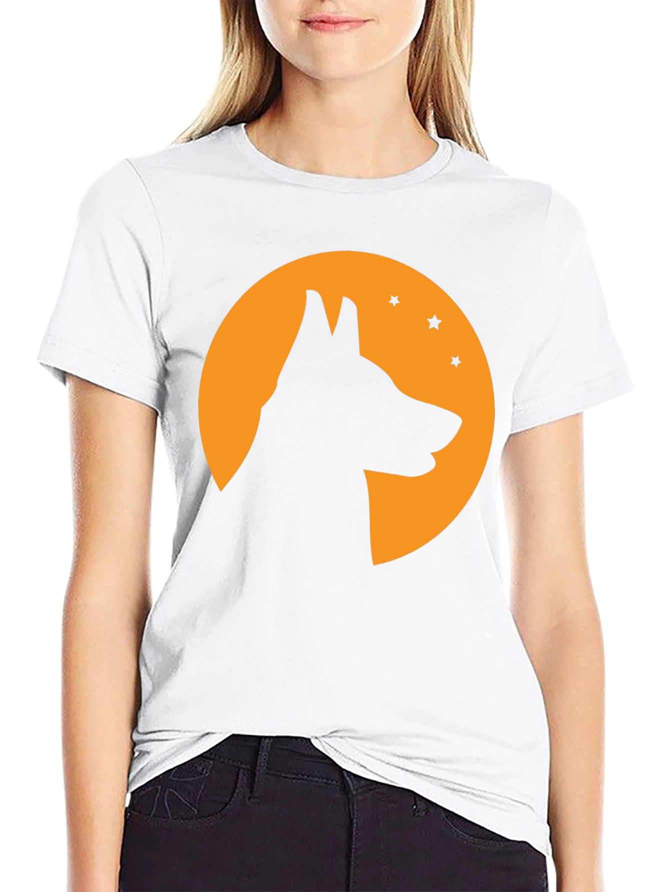 Black Dog Silhouette Moon T-Shirt - Halloween Tee view 9
