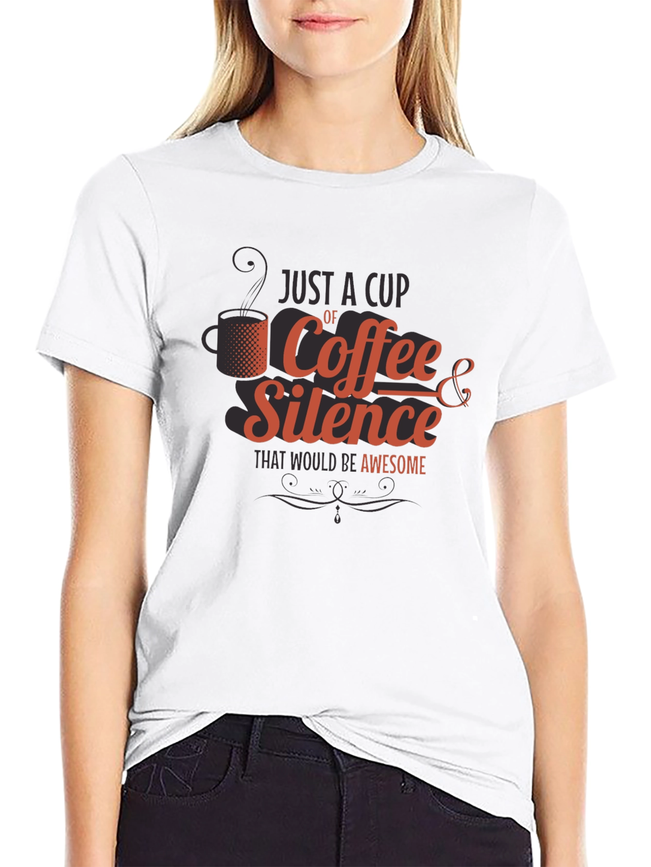 Black Coffee & Silence T-Shirt - Awesome Slogan Tee view 9