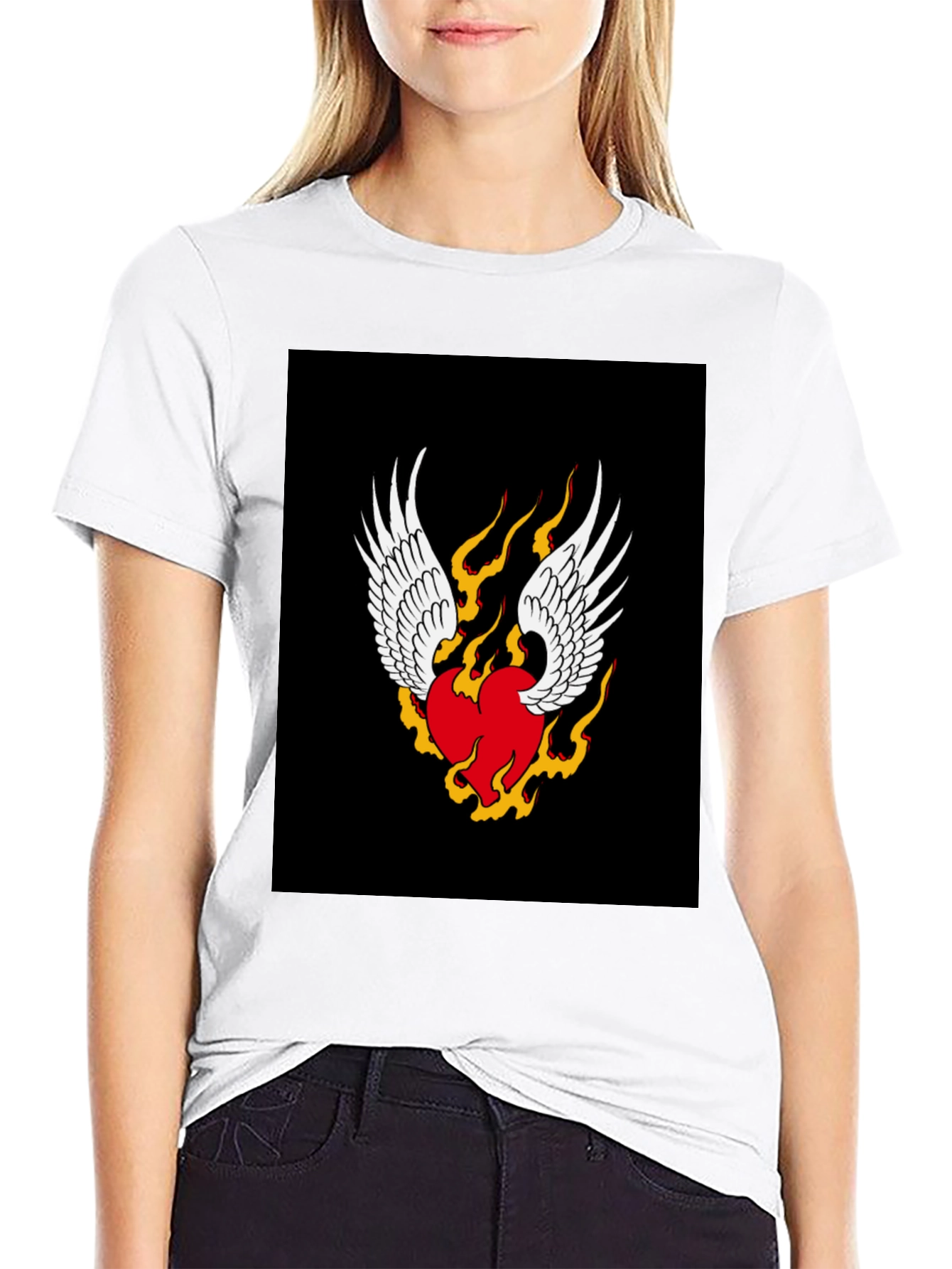 Black Winged Heart Graphic T-Shirt - Classic Black view 9
